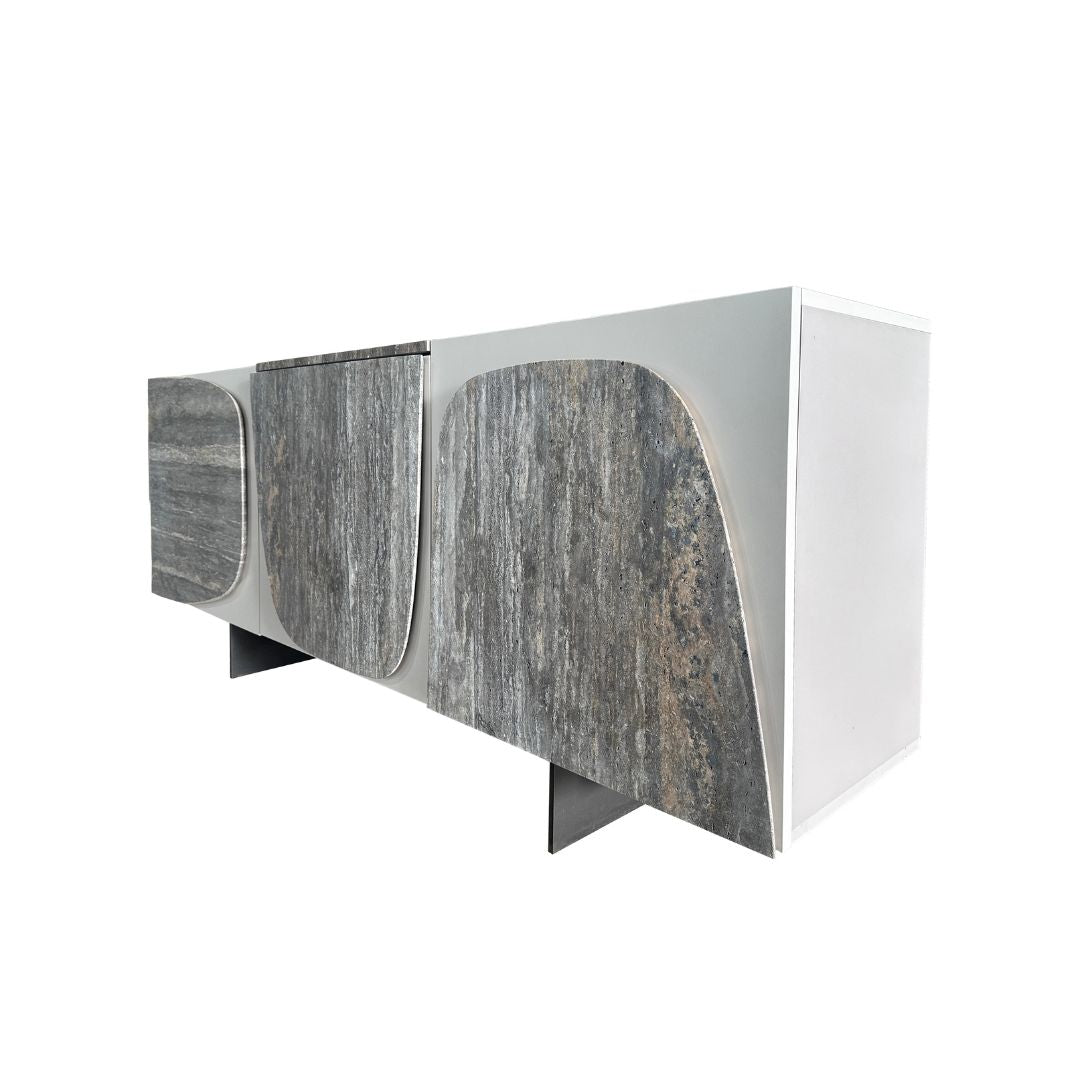 A2STONE Panorama 200cm travertine sideboard with sleek modern design and natural stone finish, ideal for living or dining room decor.