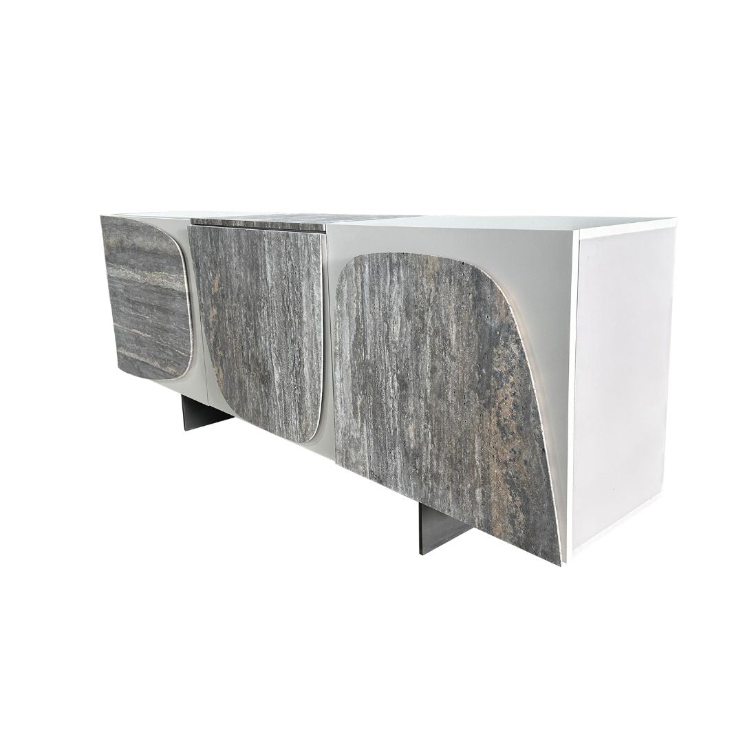 A 200cm travertine sideboard from the Panorama series by A2STONE, featuring a sleek, modern design with natural stone finish.