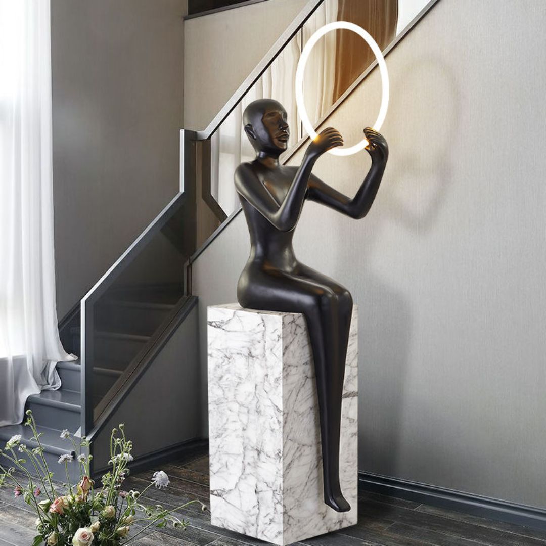 BEACON Peace Within Resin Floor Lamp HTD-YF118 featuring a sculptural resin base and tall standing design for modern interior lighting.