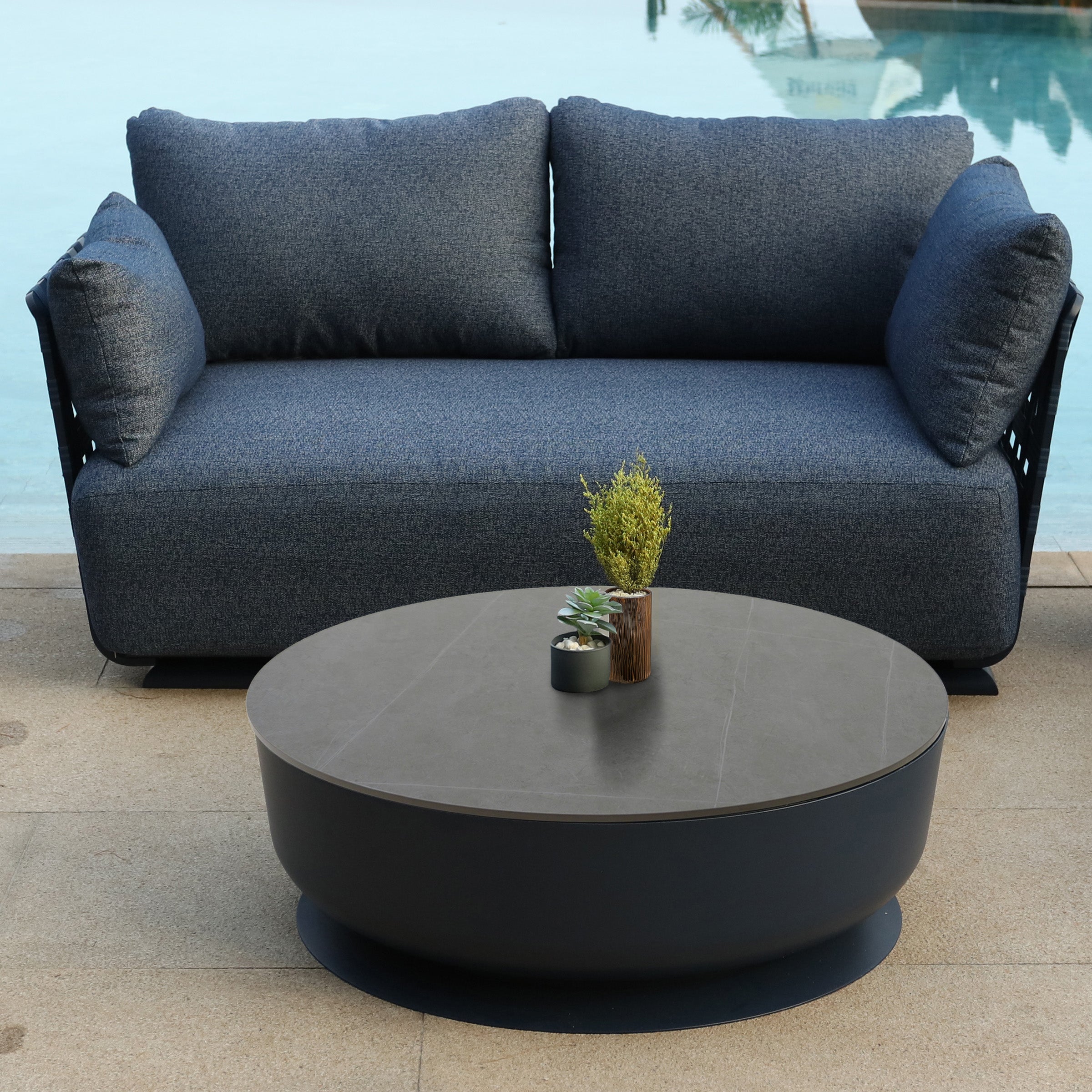 BEACON Penguin Outdoor Coffee Table MYX-CT00B made of durable outdoor materials, designed for patio or garden use.