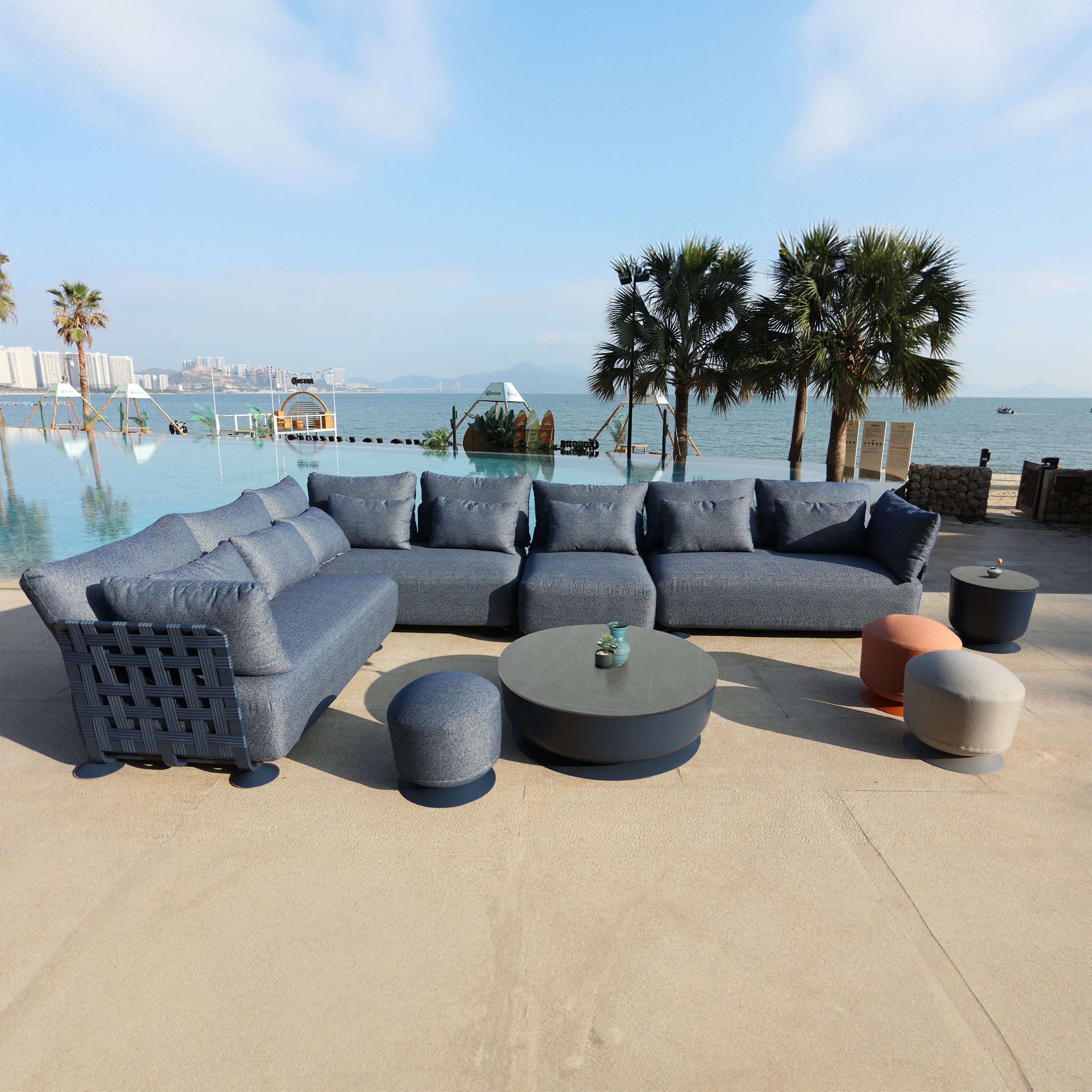 BEACON Penguin Outdoor Coffee Table MYX-CT00B made of durable material, featuring a penguin shape design for outdoor use.