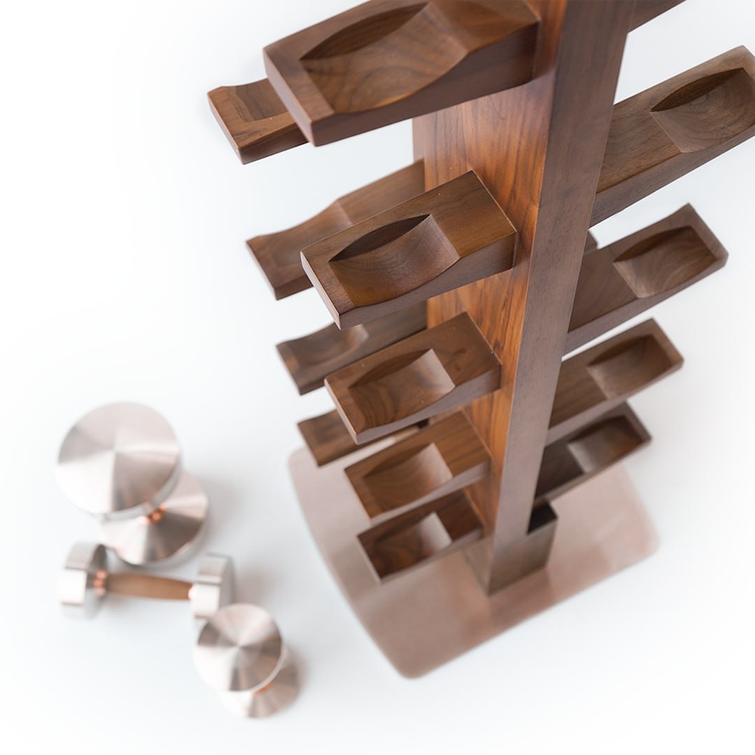 Ebarza Stainless Steel and Walnut Wood Dumbbell Tray  -Heavy  PRO-GMYLJ01-2 -  Home Decor Figurines | صينية دمبل من الفولاذ المقاوم للصدأ وخشب الجوز من إيبارزا - ثقيلة - ebarza Furniture UAE | Shop Modern Furniture in Abu Dhabi & Dubai - مفروشات ايبازرا في الامارات | تسوق اثاث عصري وديكورات مميزة في دبي وابوظبي