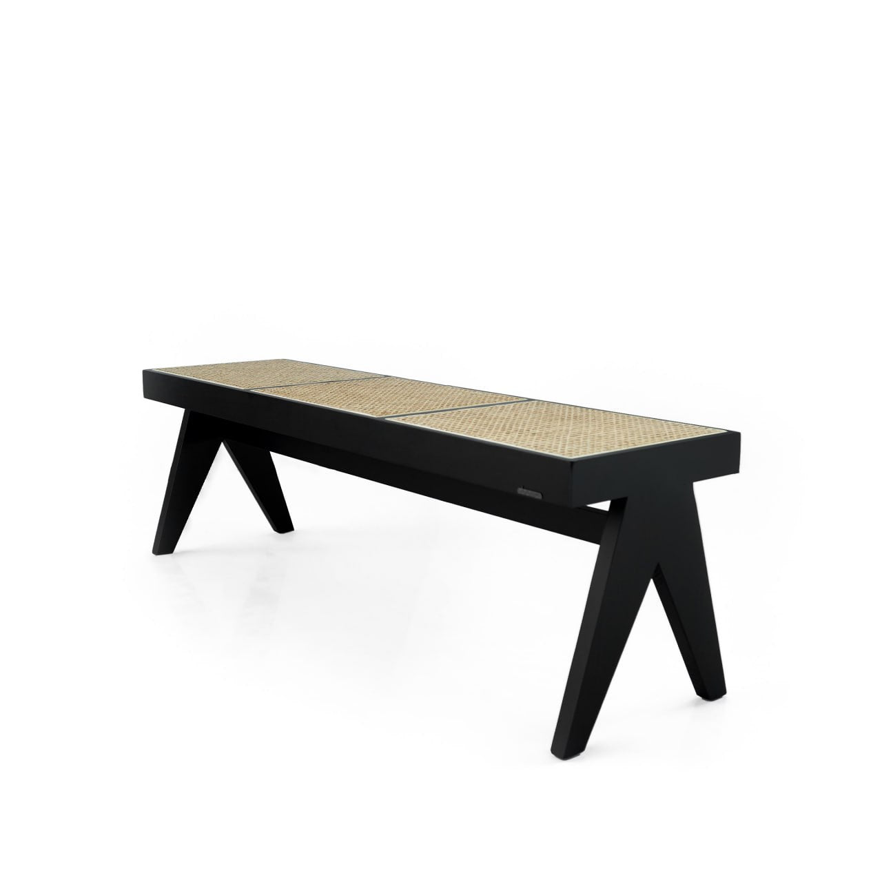 Natural Black with Natural Mesh Wood Bench MLL-WB01Black -  Benches | مقعد خشبي أسود مع شبكة طبيعية - ebarza Furniture UAE | Shop Modern Furniture in Abu Dhabi & Dubai - مفروشات ايبازرا في الامارات | تسوق اثاث عصري وديكورات مميزة في دبي وابوظبي