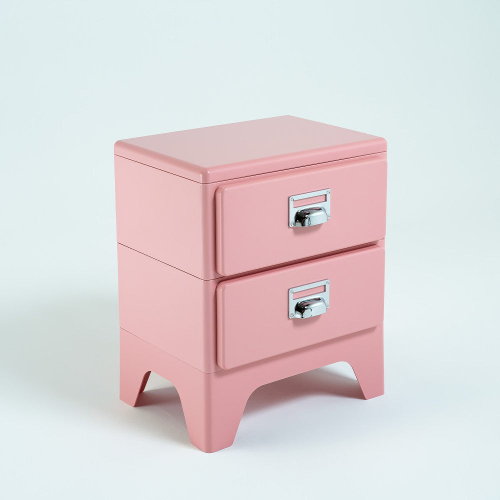 Pink ABS bedside table with a sleek modern design, featuring a compact side table suitable for bedrooms or living spaces.