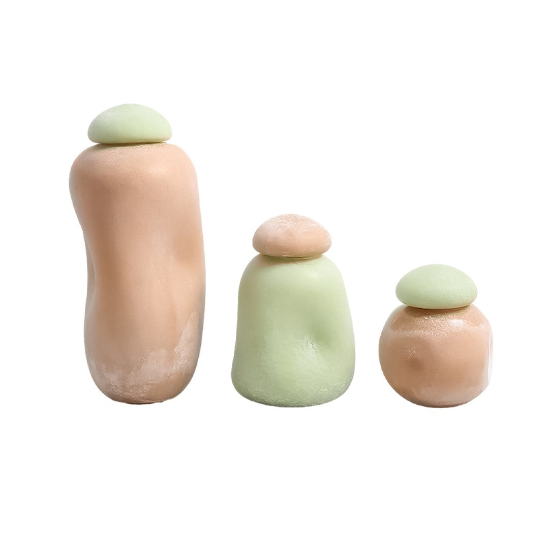 Pink and green tall glass jar vase by BEACON, featuring a sleek design perfect for decorative floral arrangements.