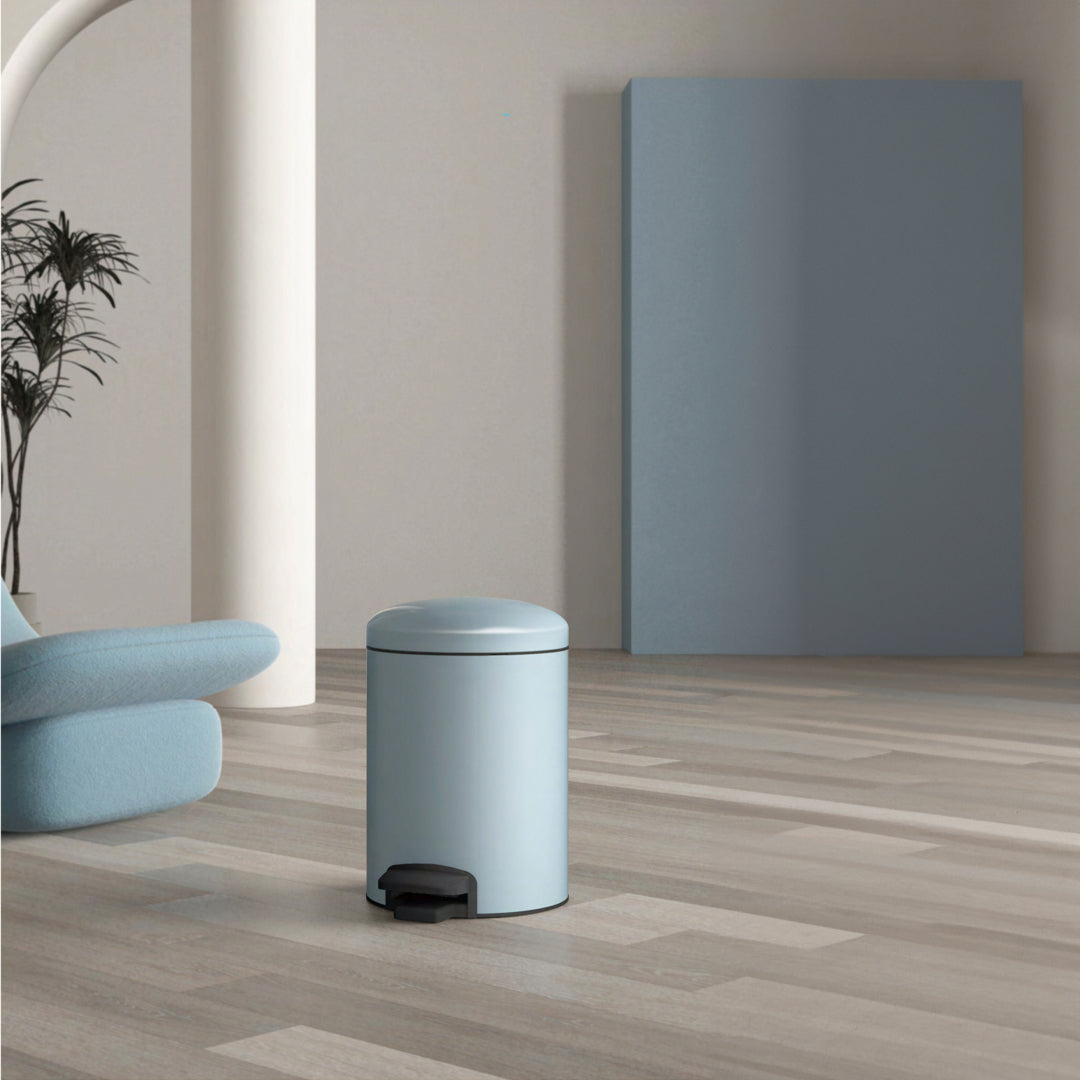 Pink BEACON pedal trash bin JH-8854-PINK with foot pedal and lid, compact waste container for home or office use.