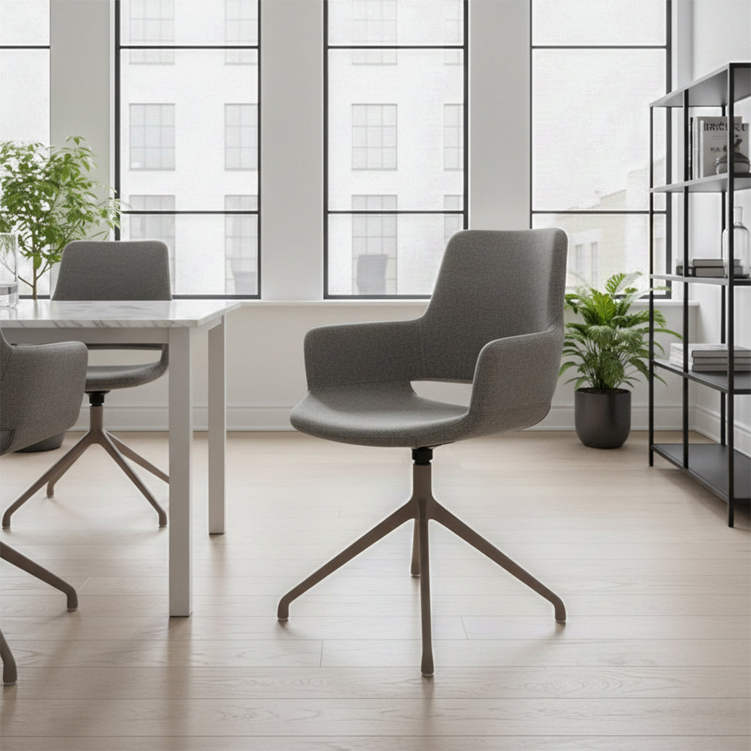 BEACON POK Large C-Foot Dining Chair with sleek design and wooden legs, ideal for modern dining rooms.