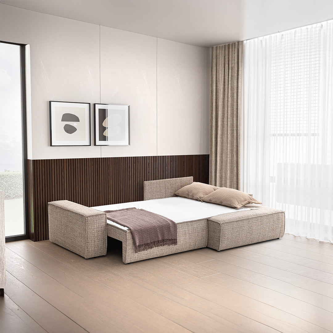 YOL LIVING POLA Relax Sofa in neutral fabric with plush cushions and modern design, suitable for living room seating.