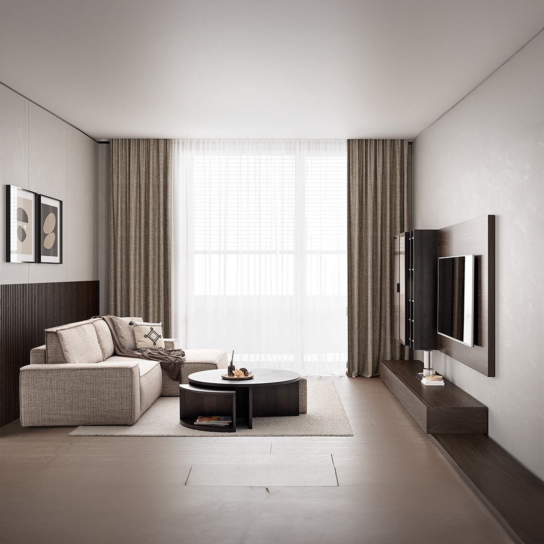 YOL LIVING POLA Relax Sofa in neutral fabric with plush cushions and modern design, perfect for contemporary living rooms.