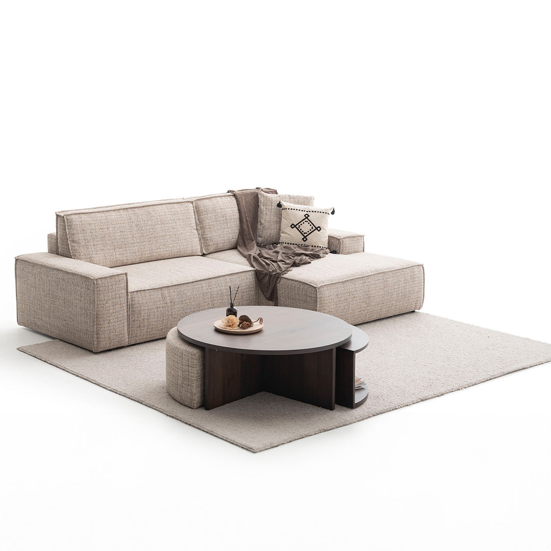 YOL LIVING POLA Relax Sofa in neutral fabric with plush cushions and modern design, perfect for living room seating.