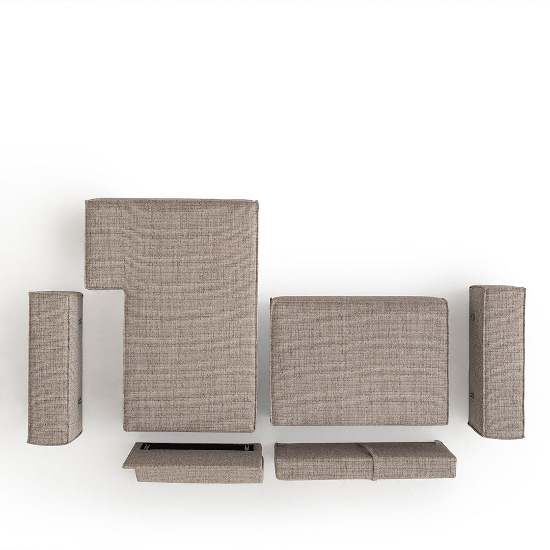 YOL LIVING POLA Relax Sofa in neutral fabric with plush cushions and wooden legs, modern design for stylish living rooms.