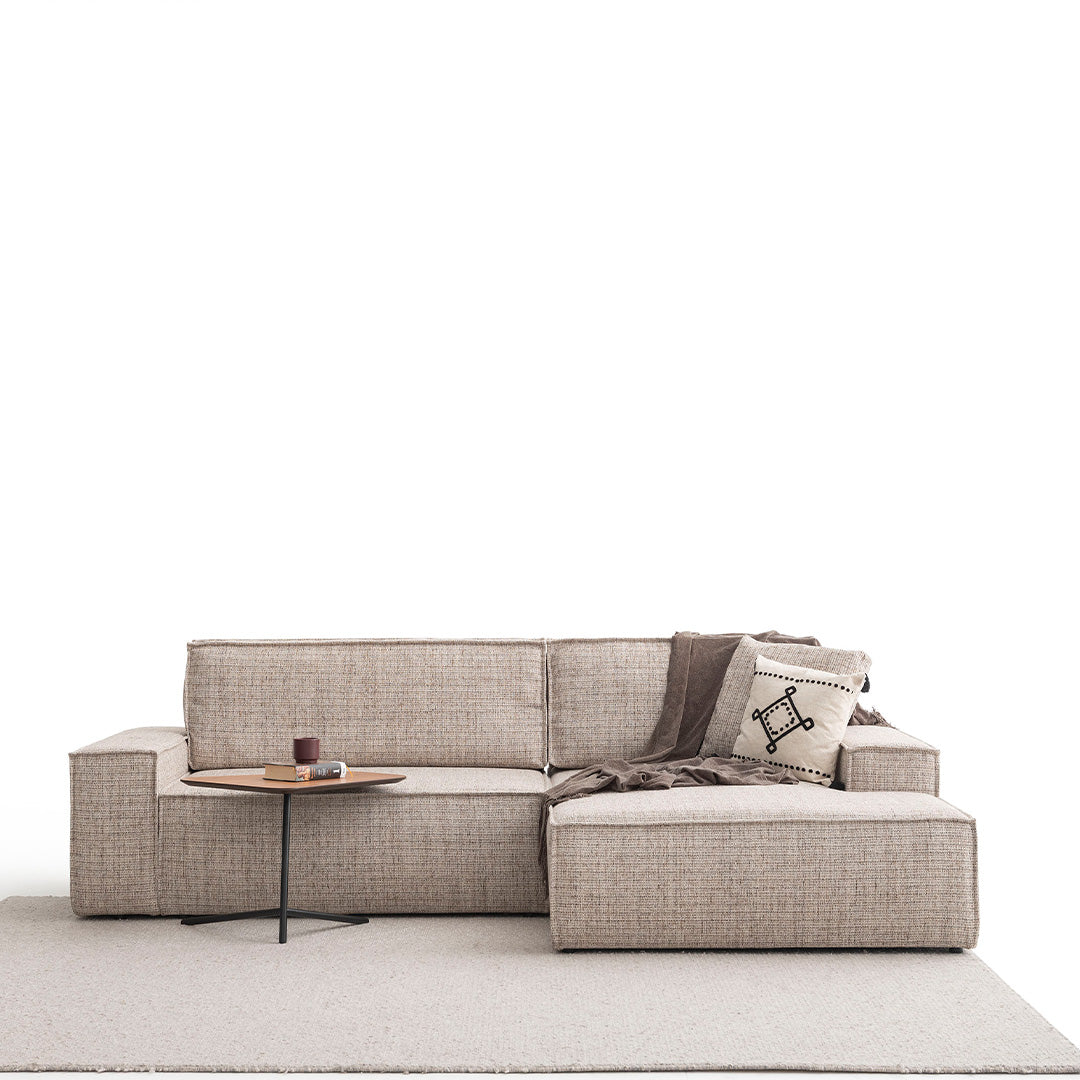 YOL LIVING POLA Relax Sofa in neutral fabric, modern design with cushioned seating and wooden legs, perfect for living rooms.