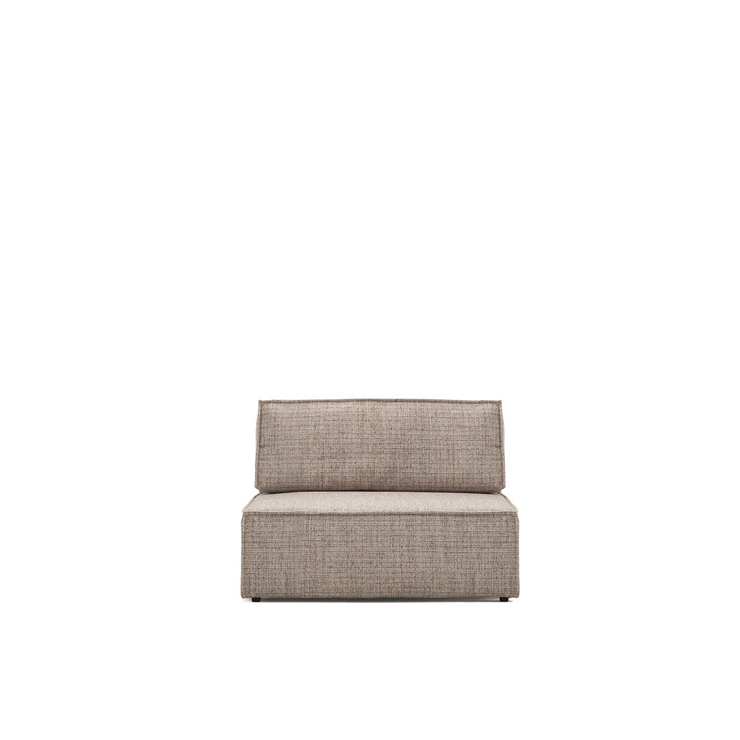 YOL LIVING POLA Relax Sofa with plush cushions and modern design, beige fabric upholstery, and wooden legs.