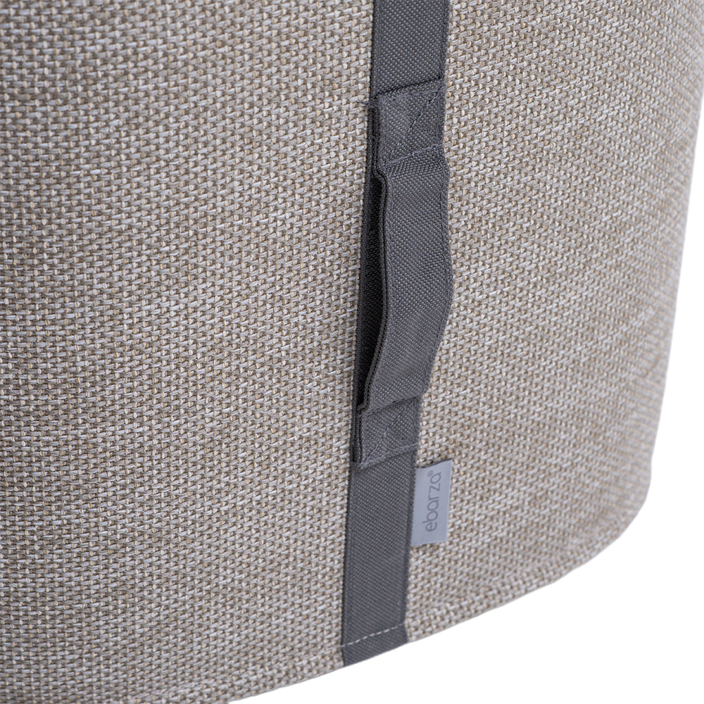 Large BEACON POOF Ribbon Stool KC8806N14FAB, colorful fabric pouf with a textured ribbon design for versatile seating.