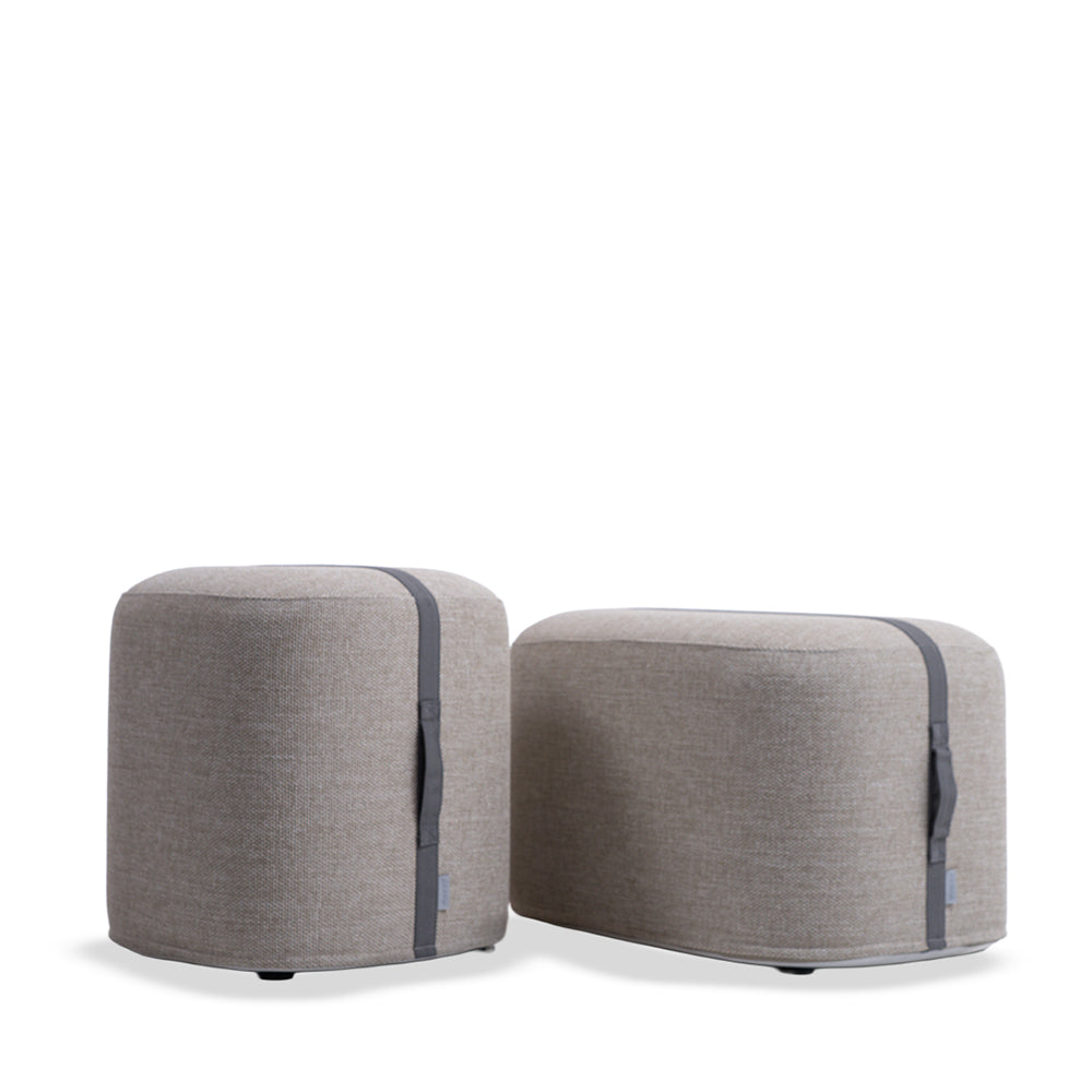 Large BEACON POOF RIBBON STOOL KC8806N14FAB, stylish pouf with colorful ribbon design, ideal for modern living spaces.