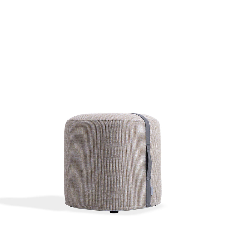Small BEACON POOF RIBBON STOOL KC8806N14FAB, colorful fabric pouf with ribbon design, ideal as a stylish seating or accent piece.