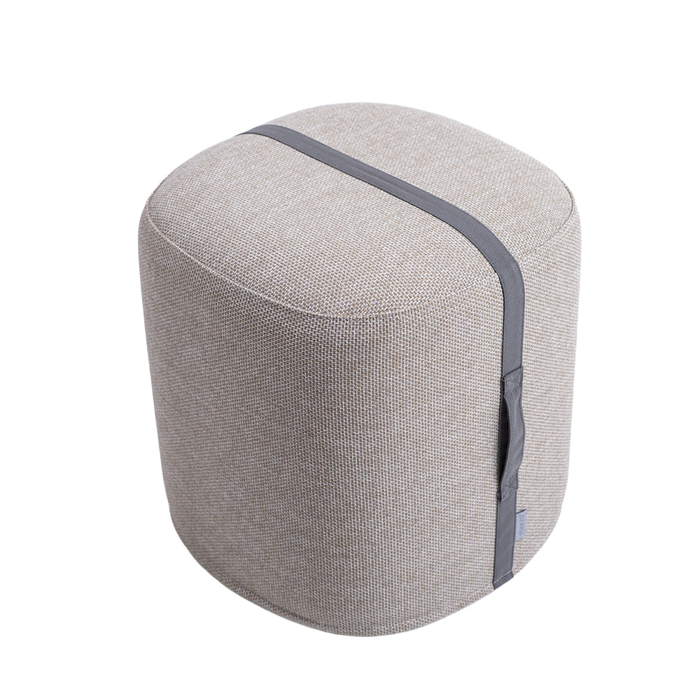 Small BEACON POOF Ribbon Stool KC8806N14FAB, colorful fabric pouf with a textured ribbon design for versatile seating.