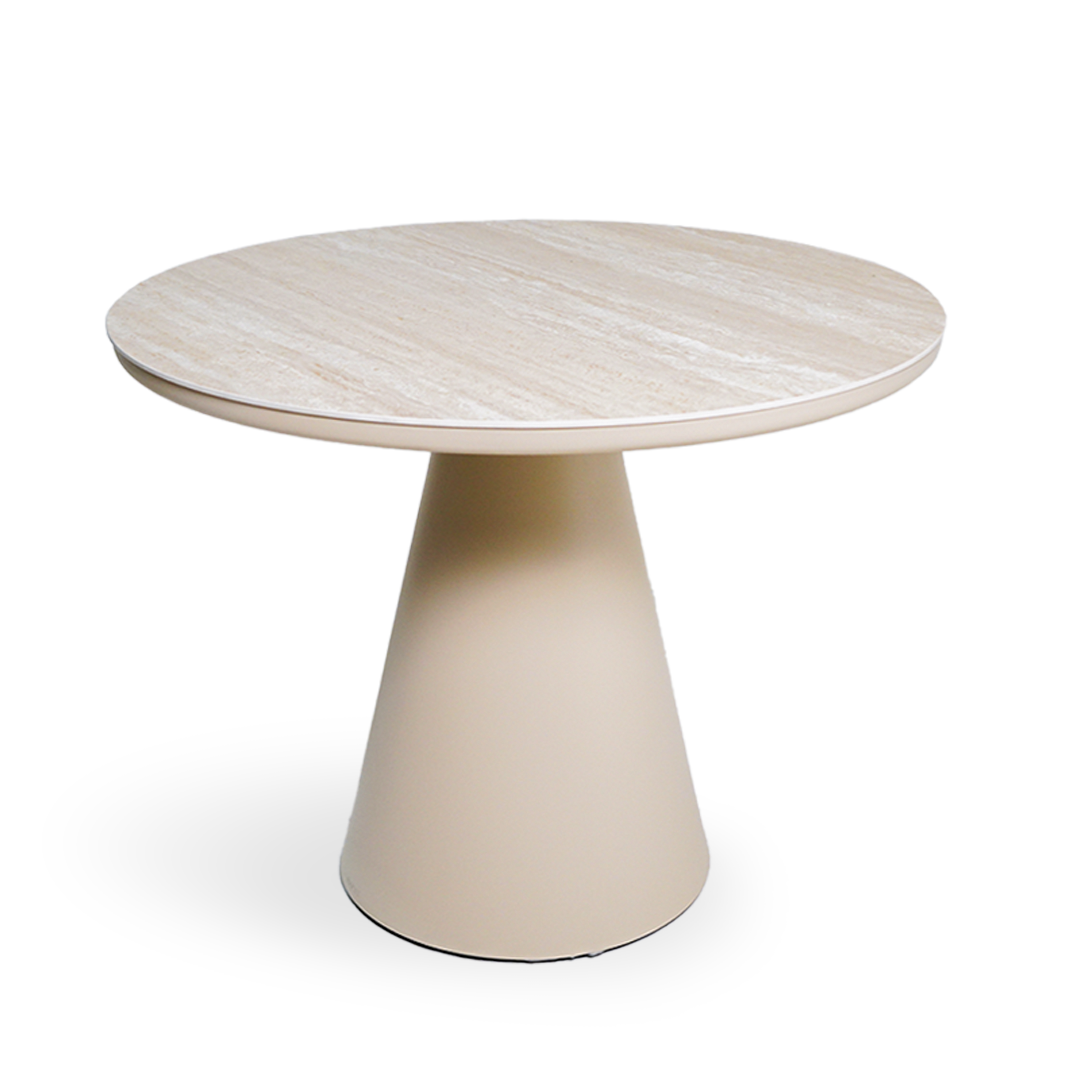 Outdoor dining table by BEACON with ceramic top, Porto design, perfect for outdoor spaces, pre-order now for 45-day delivery.