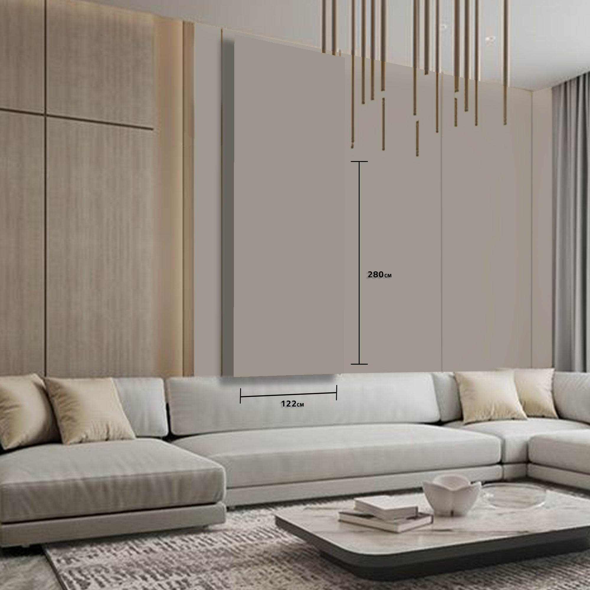 POWDER COATING MDF - DOUBLE-SIDED  BEVEL 45° (122x280x1.8cm,E0, 830 kg/m3,PROTECTIVE FILM) JD80035(Dark  Beige) WQ -  Wall Panels - ebarza Furniture UAE | Shop Modern Furniture in Abu Dhabi & Dubai - مفروشات ايبازرا في الامارات | تسوق اثاث عصري وديكورات مميزة في دبي وابوظبي