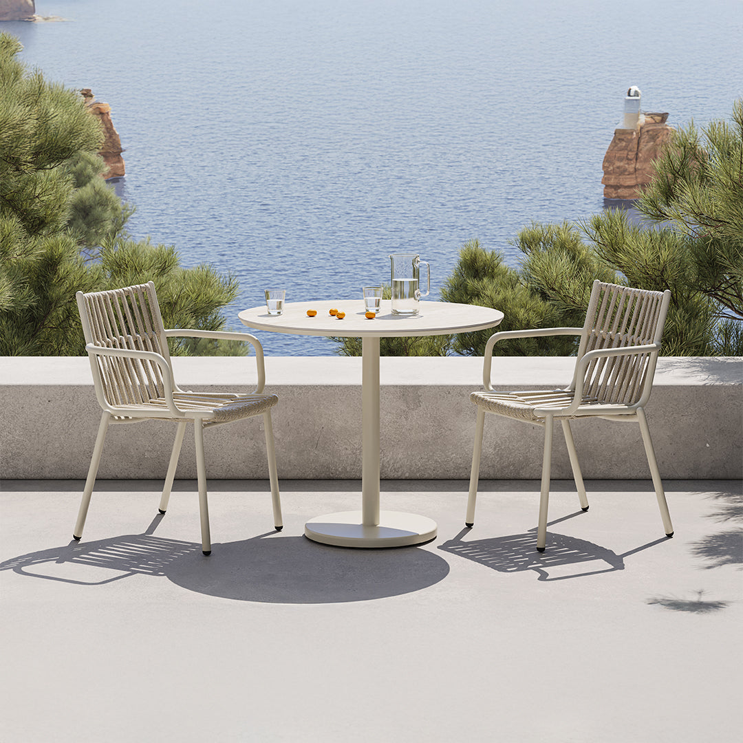 Bergen Outdoor Dining Table D70 - AM9028N47CER + AB0607N37ALU -  Outdoor Tables - ebarza Furniture UAE | Shop Modern Furniture in Abu Dhabi & Dubai - مفروشات ايبازرا في الامارات | تسوق اثاث عصري وديكورات مميزة في دبي وابوظبي