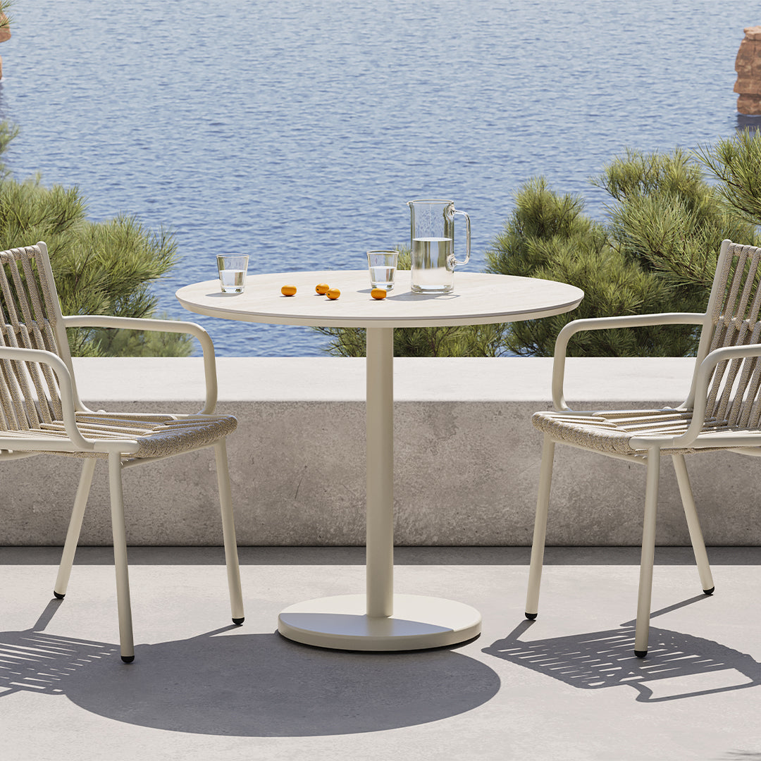 Bergen Outdoor Dining Table D70 - AM9028N47CER + AB0607N37ALU -  Outdoor Tables - ebarza Furniture UAE | Shop Modern Furniture in Abu Dhabi & Dubai - مفروشات ايبازرا في الامارات | تسوق اثاث عصري وديكورات مميزة في دبي وابوظبي