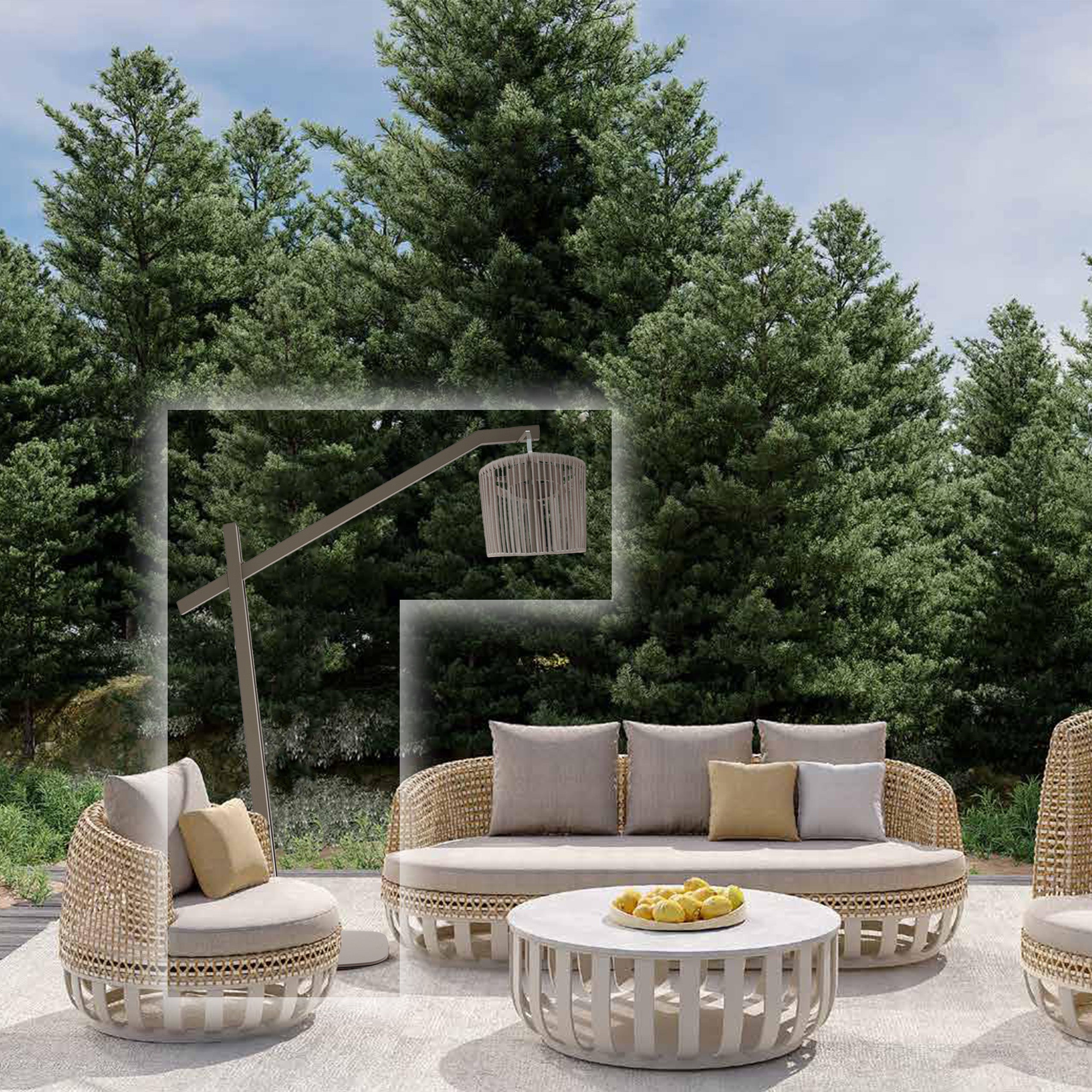 Large Marrakech outdoor/indoor solar floor lamp by BEACON, with smart outdoor features, suitable for garden or living space.