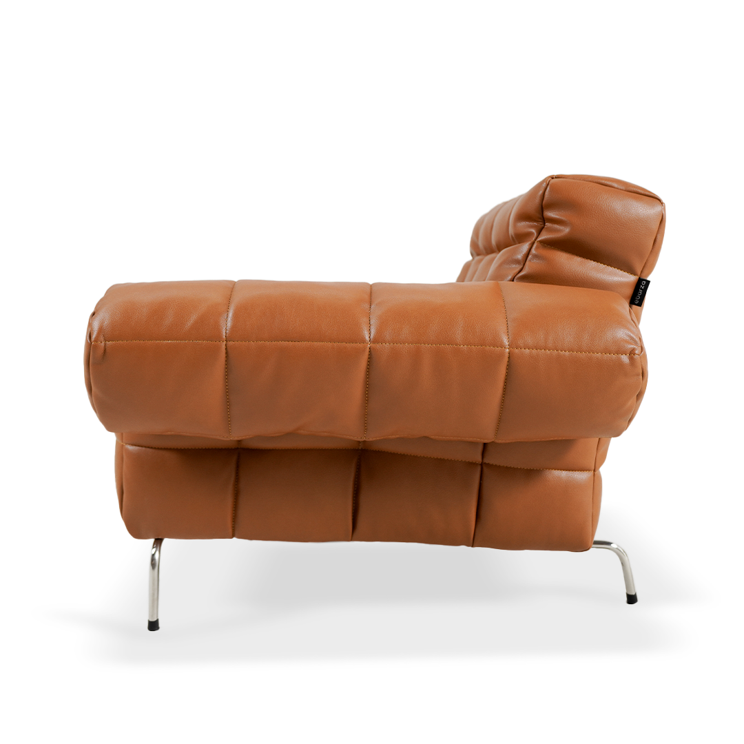 Yabo Lounge Chair LC077 by BEACON, in orange, showcasing modern design and comfortable seating for stylish living spaces.