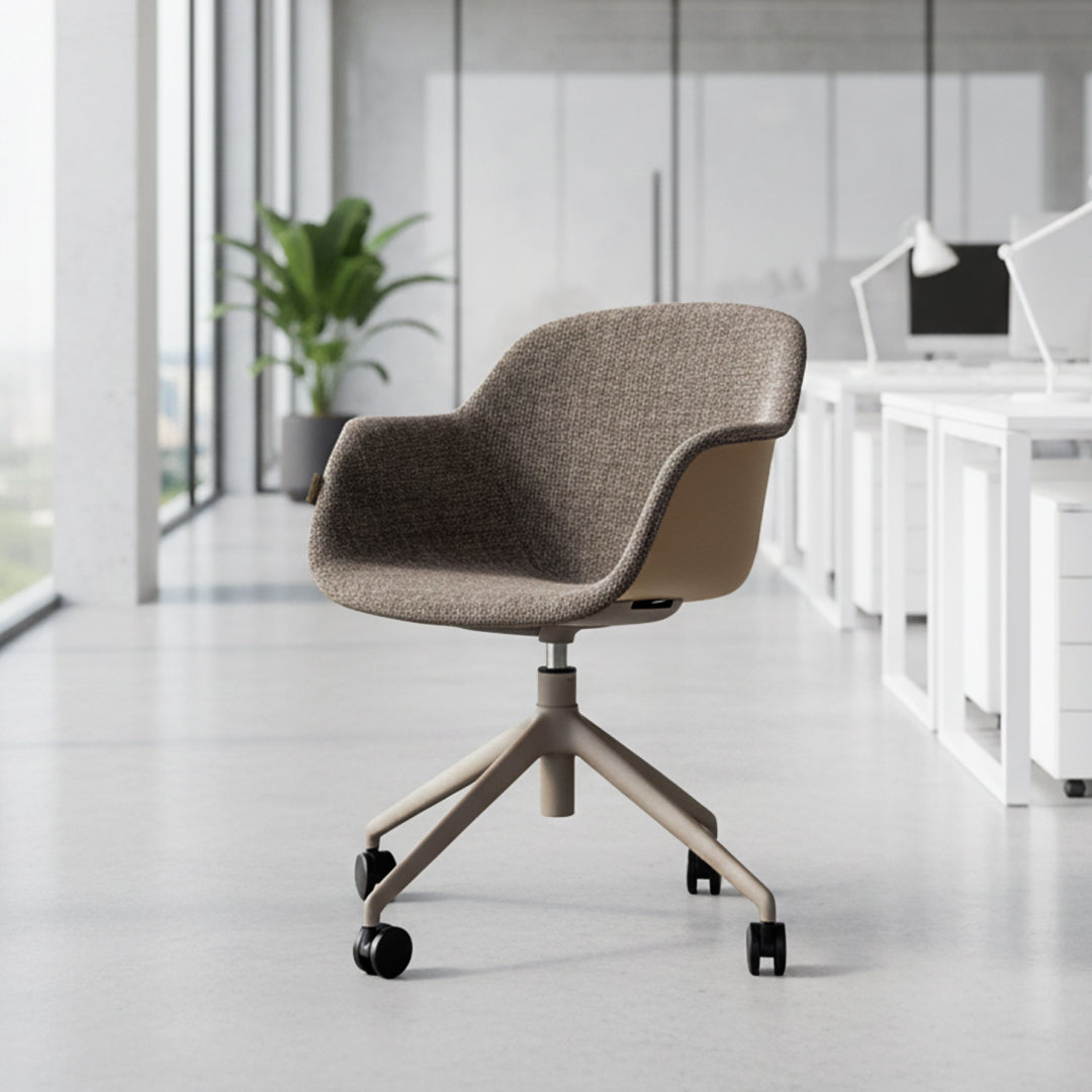 BEACON WZDDG office chair with ergonomic design, black fabric upholstery, adjustable armrests, and swivel base for office comfort
