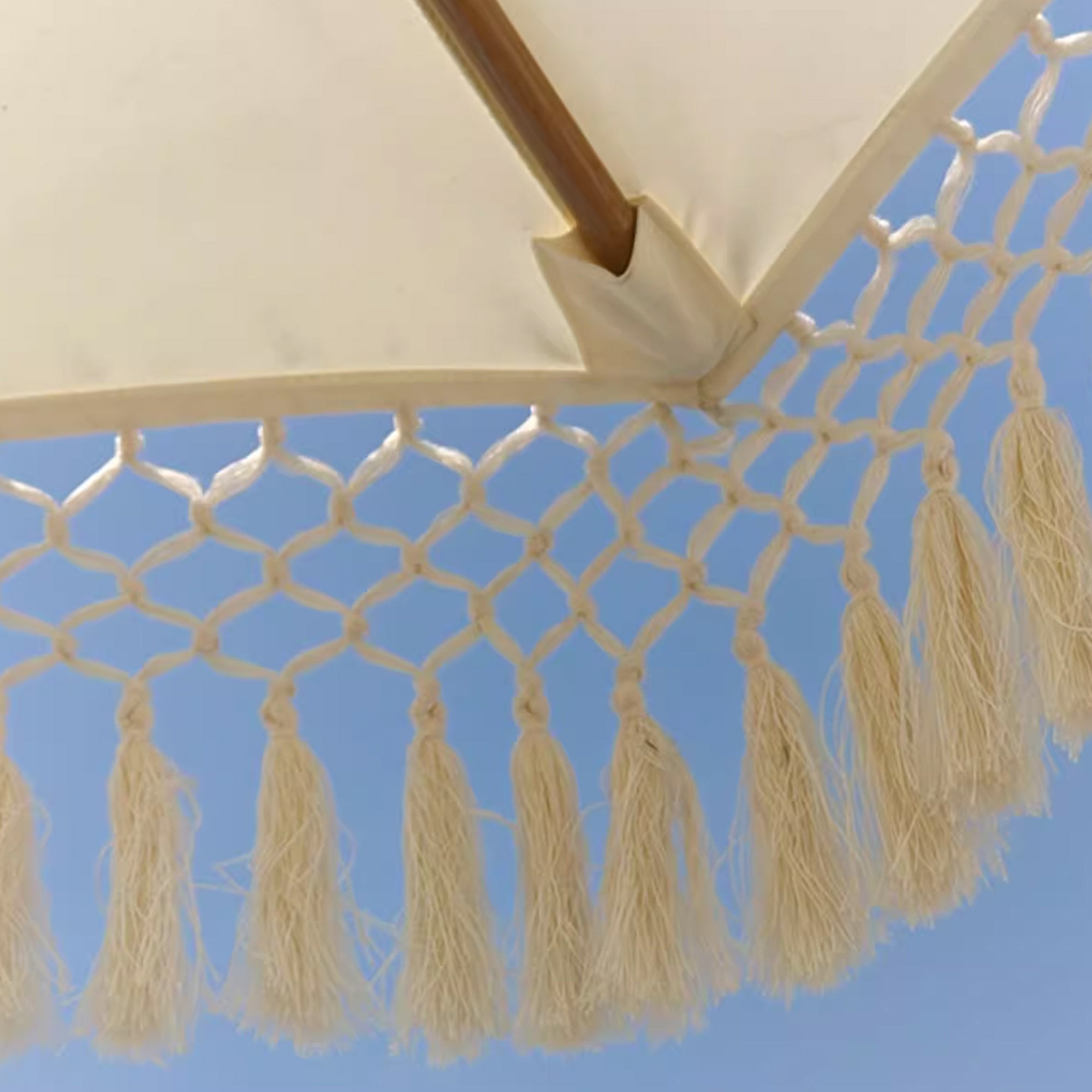 BEACON MS-1623-5A outdoor center pole umbrella with push-up and down mechanism, ideal for patio and garden shading.
