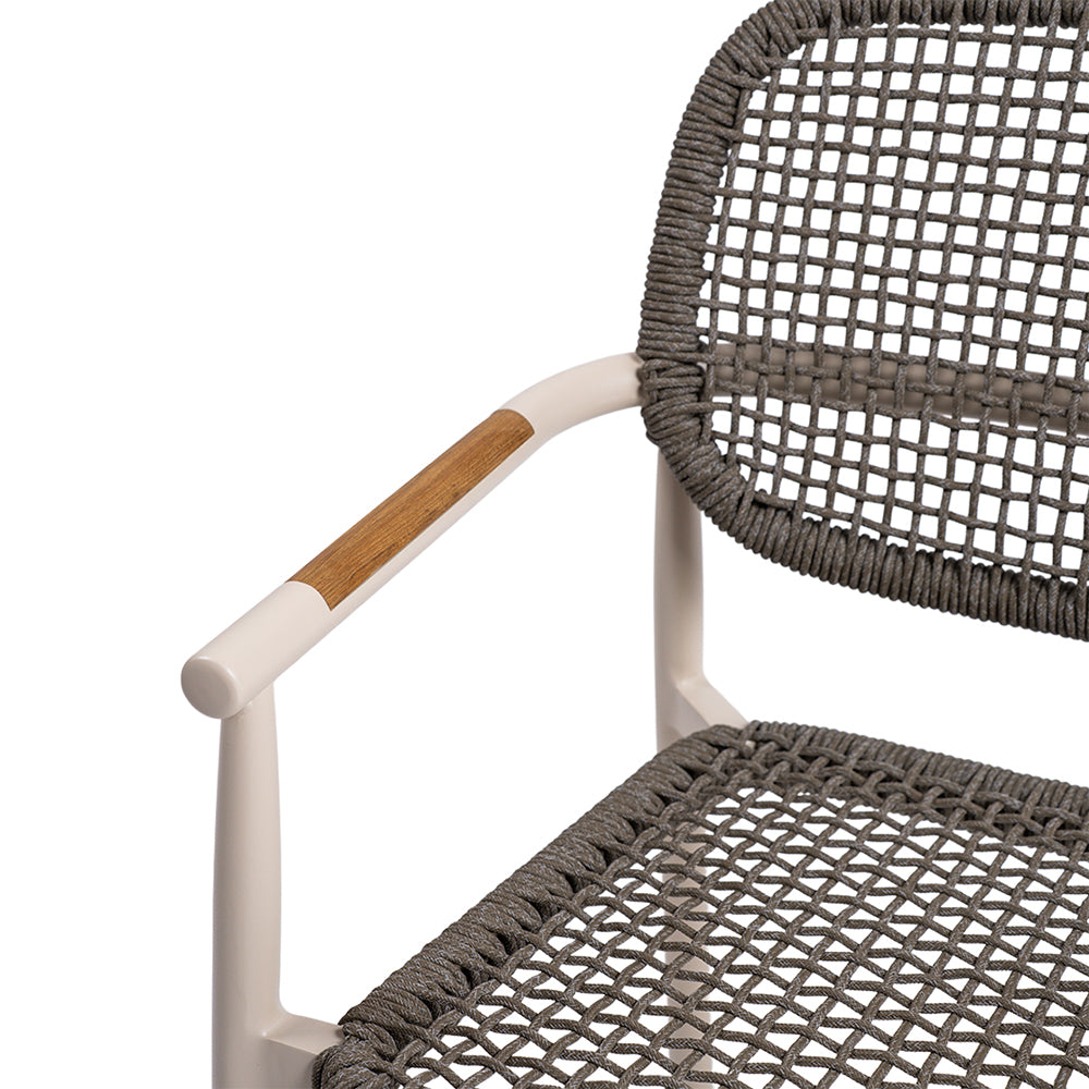 BEACON 2004 dining armchair with rope detail, modern chair with wooden legs and woven rope seat, pre-order for 45 days delivery