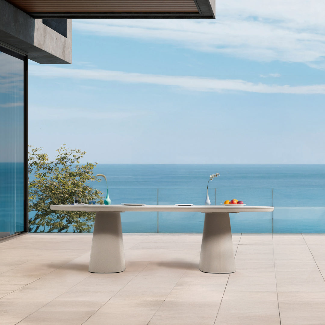 Pre-order 25 Days Delivery Block Outdoor Dining Table with Ceramic Top - AM9030N45CER + AL5540H37ALU/Block -  Outdoor Tables - ebarza Furniture UAE | Shop Modern Furniture in Abu Dhabi & Dubai - مفروشات ايبازرا في الامارات | تسوق اثاث عصري وديكورات مميزة في دبي وابوظبي