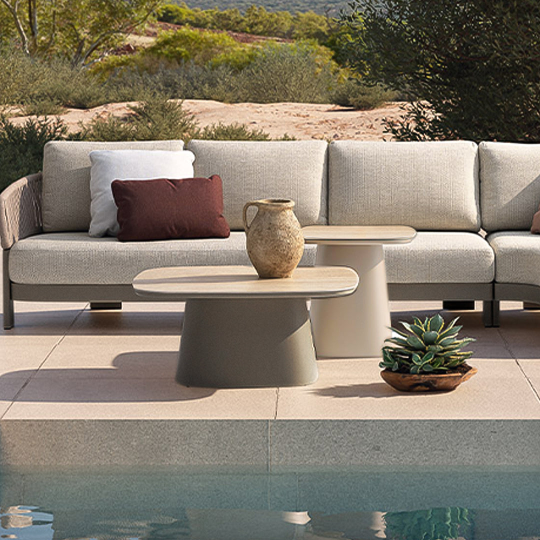 Pre-order 35 Days Delivery End Outdoor Side Table With Ceramic Top - AT5540H64CER -  Outdoor Tables - ebarza Furniture UAE | Shop Modern Furniture in Abu Dhabi & Dubai - مفروشات ايبازرا في الامارات | تسوق اثاث عصري وديكورات مميزة في دبي وابوظبي