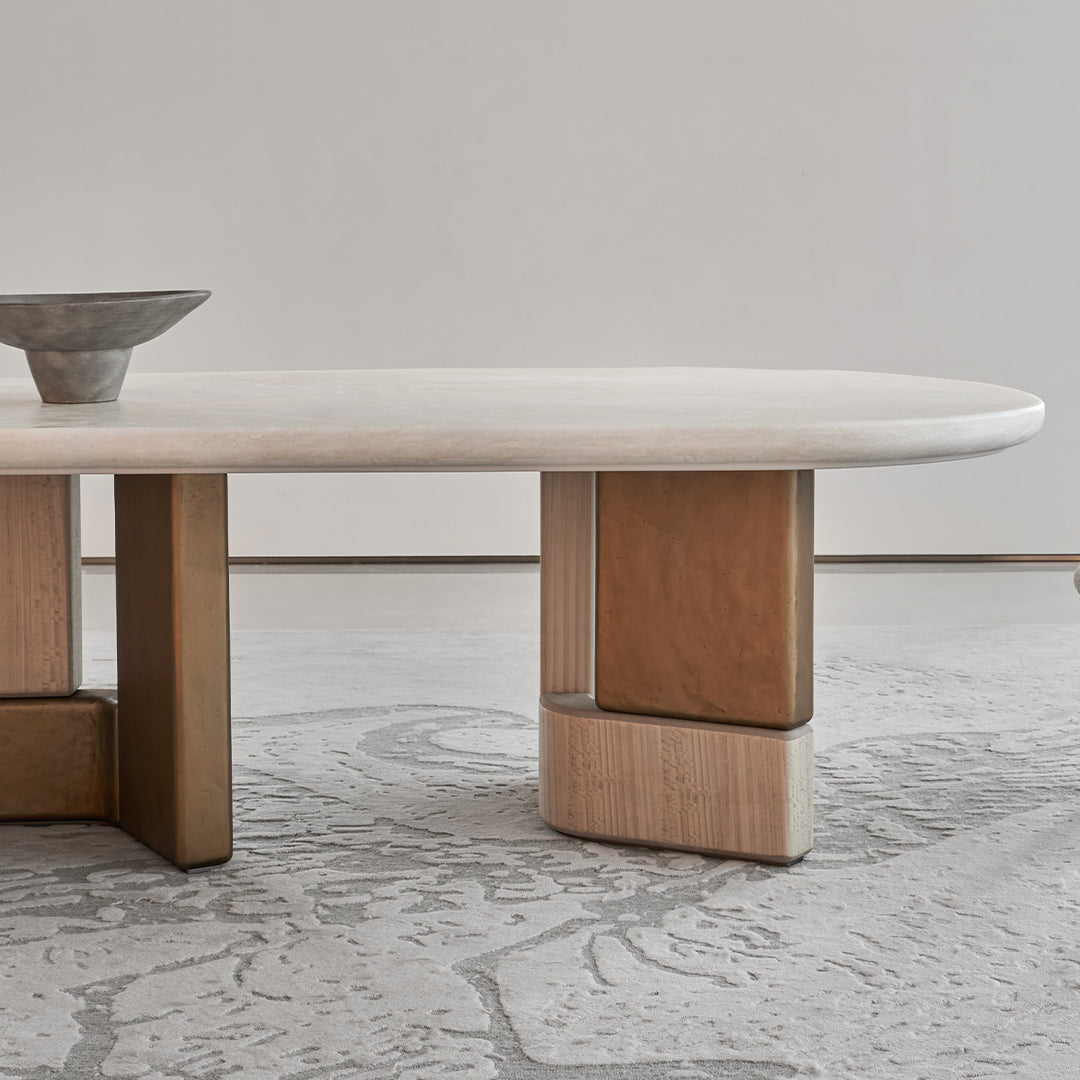 Grandeur marble and veneer dining table by BEACON, featuring a sleek, modern design with a polished surface and sturdy legs.