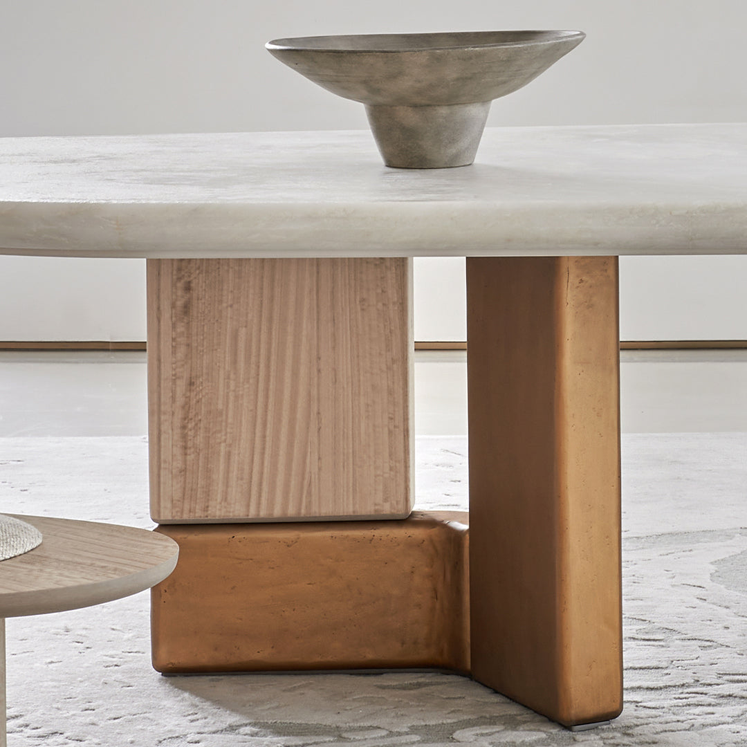 Large marble and veneer dining table by BEACON, model BMCJ-CT6006, showcasing a stylish, modern design with a smooth surface.