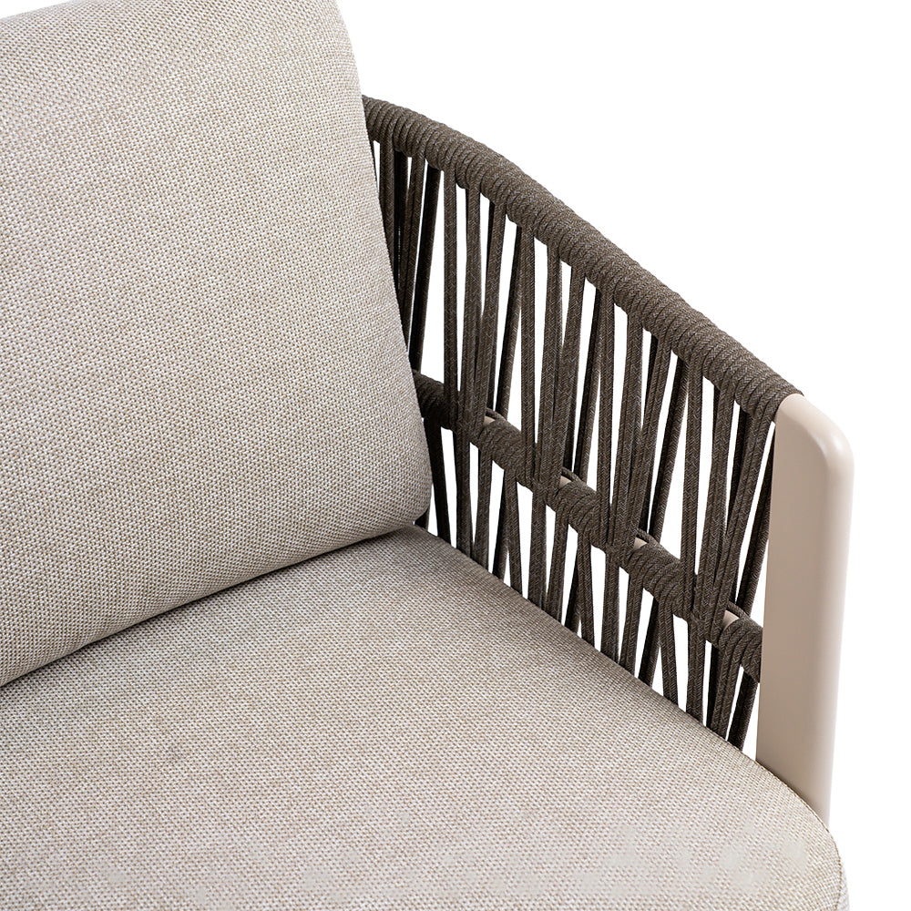 Marrakech swivel lounge armchair by Beacon with seat and back cushions, featuring a stylish, modern design and comfortable seating.