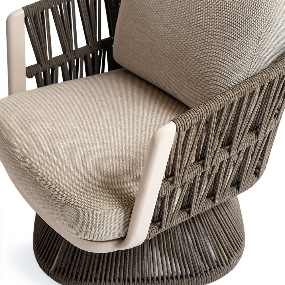 BEACON Marrakech swivel lounge armchair with seat and back cushions, modern design, perfect for living rooms or relaxing spaces.
