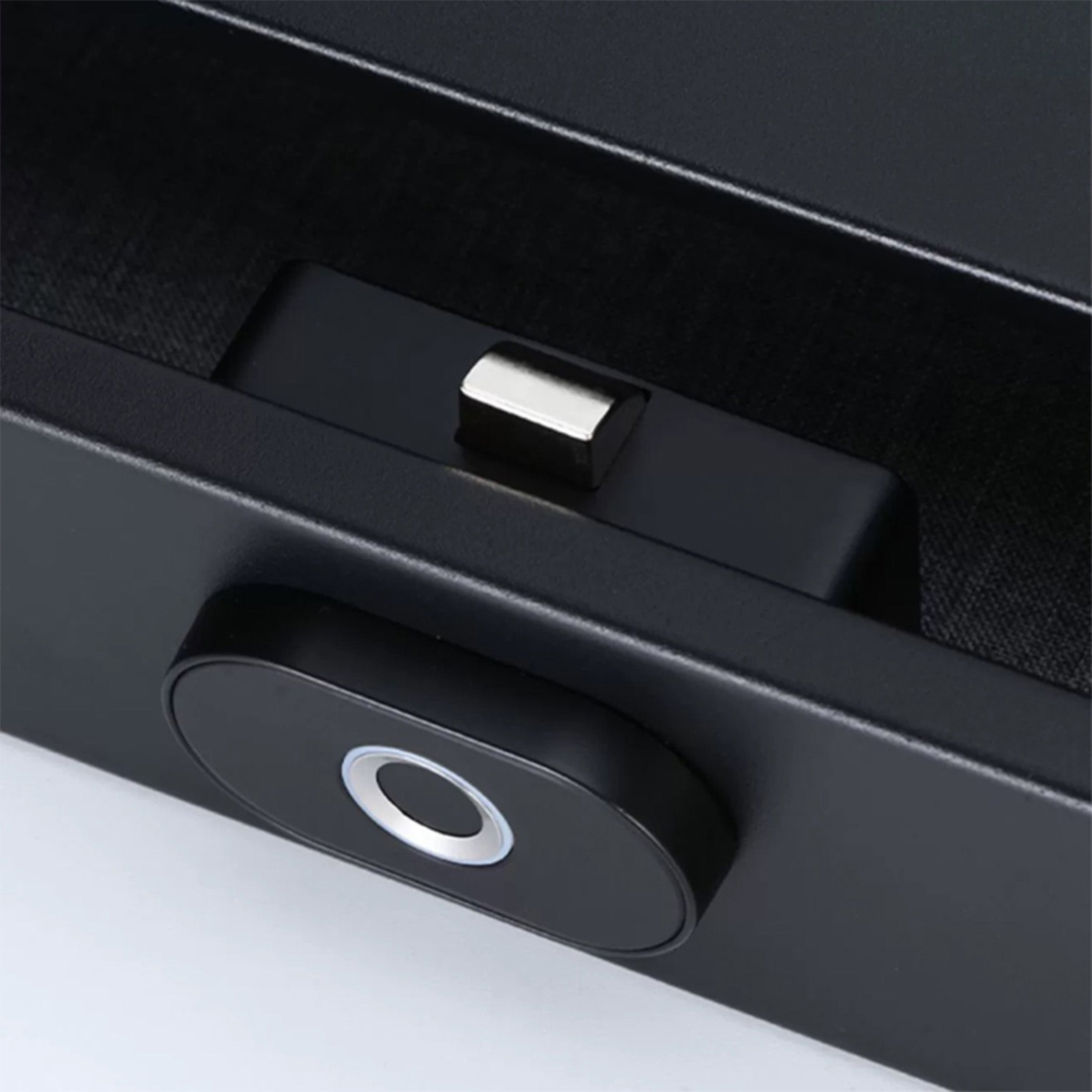Black BEACON portable smoker small safe box with password lock, compact security container for valuables.