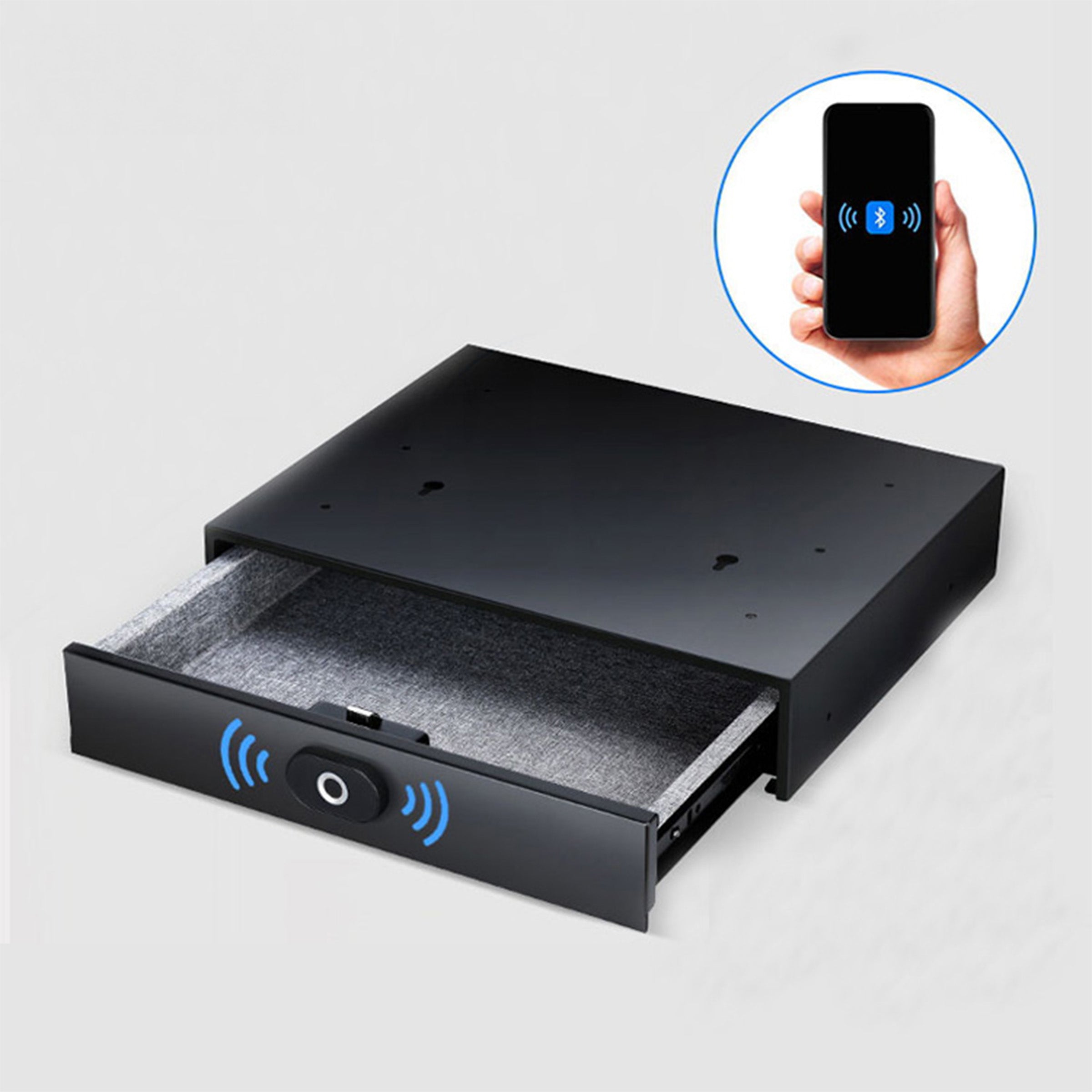Black portable BEACON Smoker small safe box with password lock, compact and secure storage for valuables.