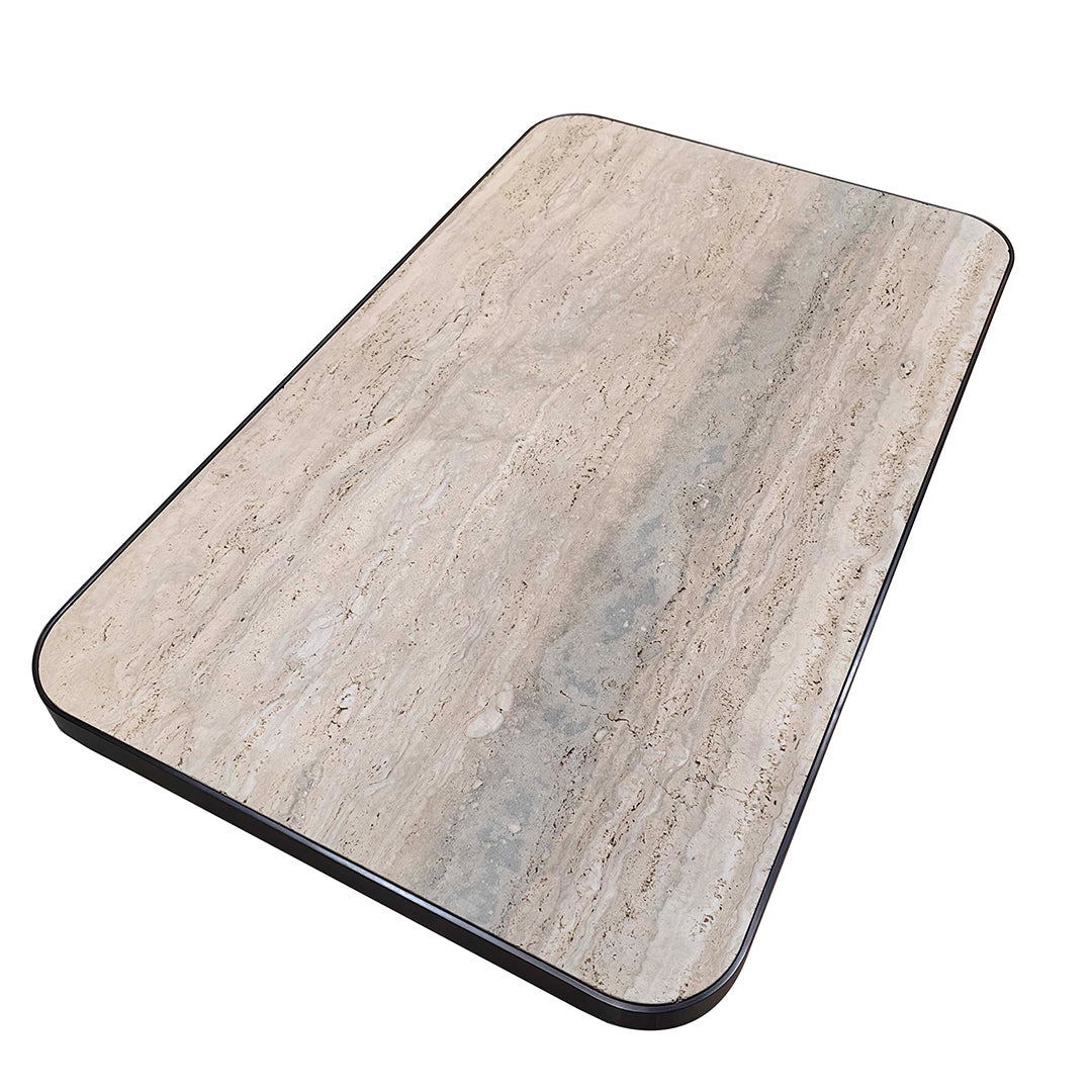 Set of three silver travertine Babylon coffee tables by A2STONE, featuring sleek modern design and rectangular shape.