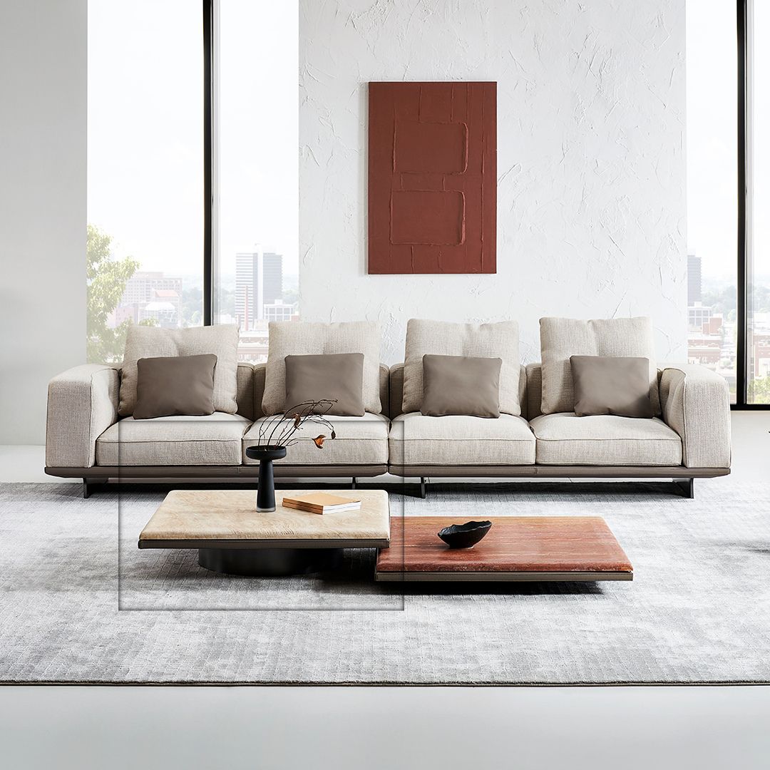 Pre-order 25 Days Delivery  Avenor Beige Travertine Coffee Table B-SF091-Beige -  Coffee Tables - ebarza Furniture UAE | Shop Modern Furniture in Abu Dhabi & Dubai - مفروشات ايبازرا في الامارات | تسوق اثاث عصري وديكورات مميزة في دبي وابوظبي