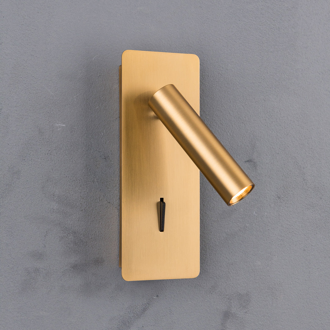 BEACON Gemini Hotel Style Wall Reading Lamp mounted on headboard, featuring sleek design and adjustable lighting.