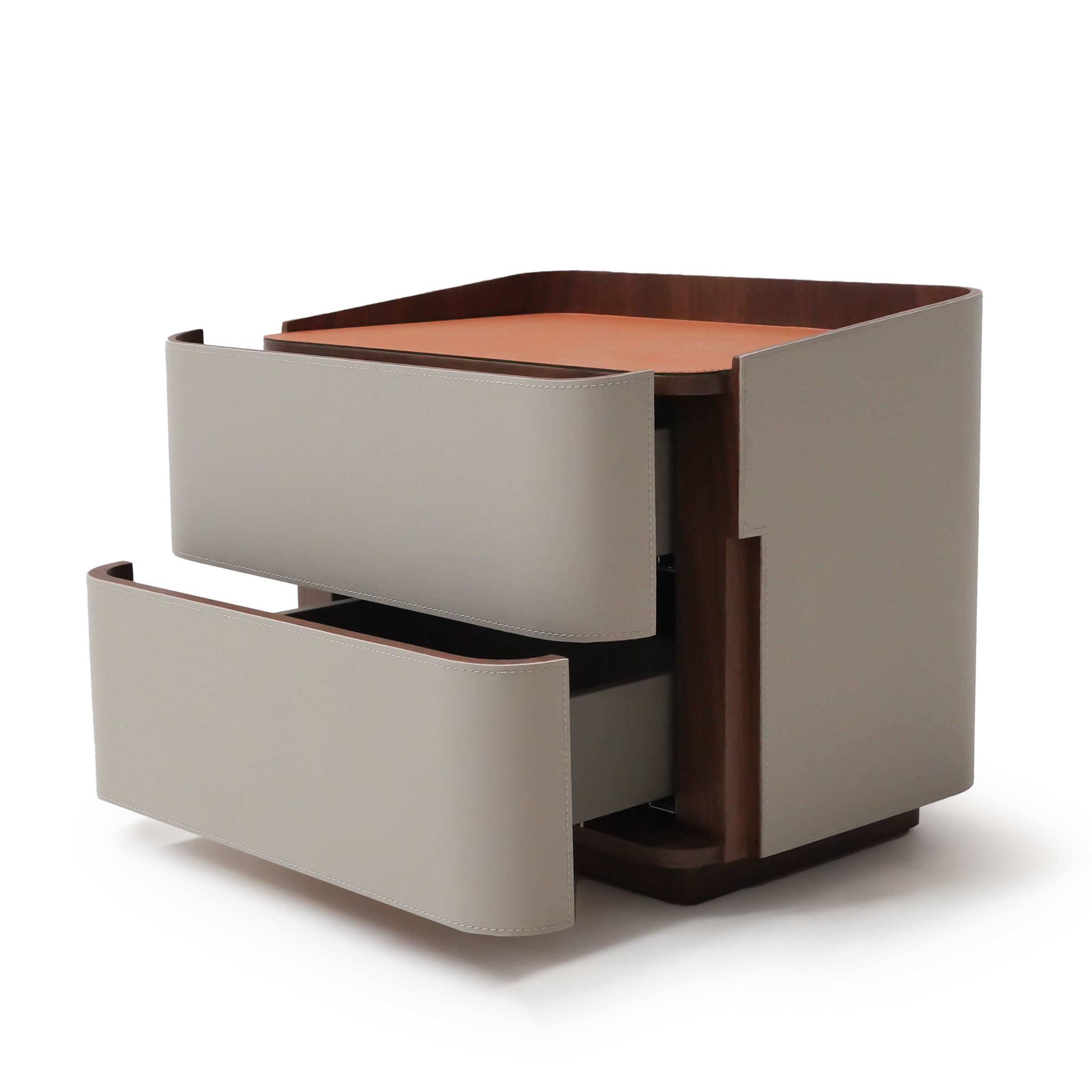 Urban Retreat Saddle Leather Bedside Table by BEACON, featuring a stylish leather finish and compact design for bedroom decor.