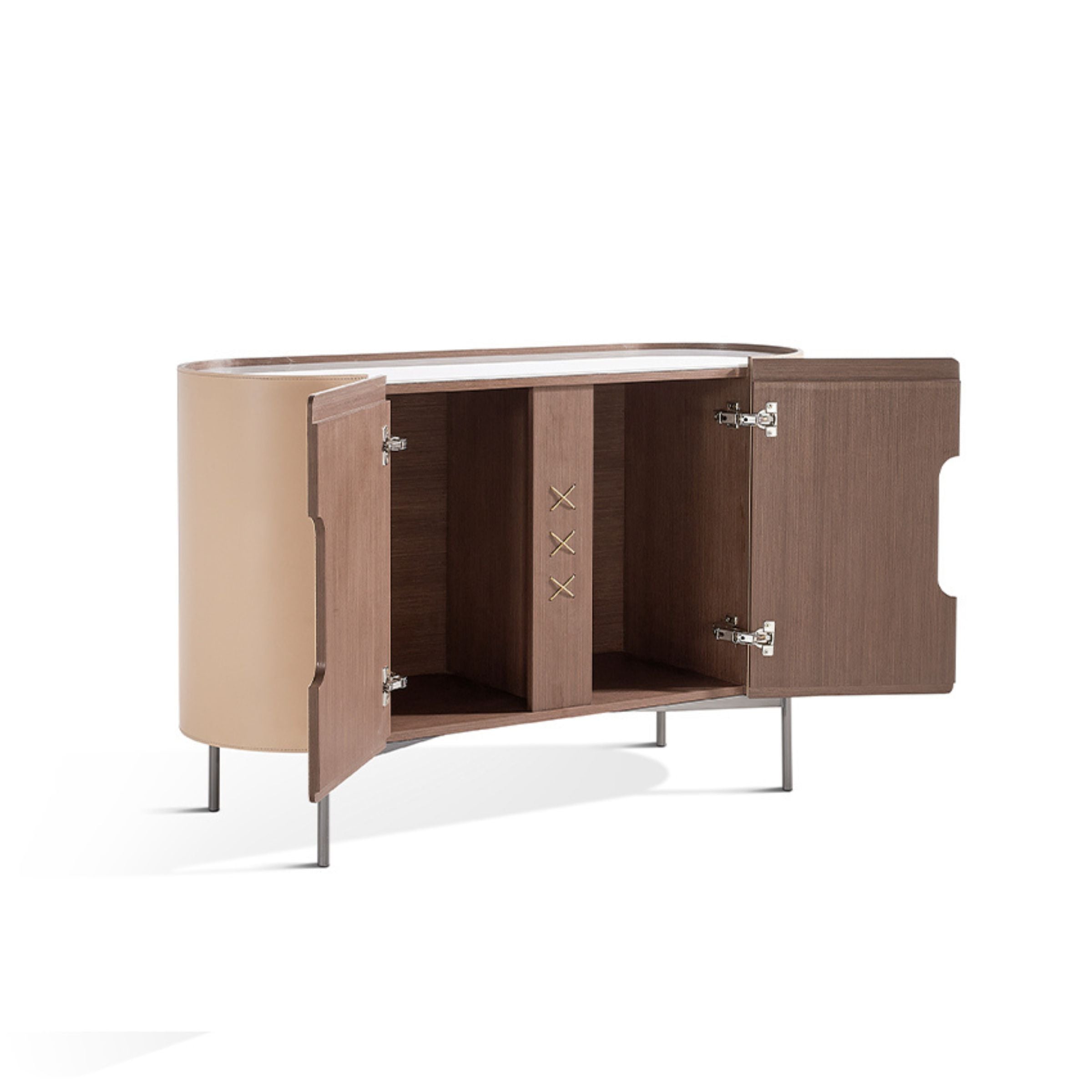 Pre-order 35 Days Delivery Stitch Saddle Leather Console / Dresser MLL-T30 -  Cabinets - ebarza Furniture UAE | Shop Modern Furniture in Abu Dhabi & Dubai - مفروشات ايبازرا في الامارات | تسوق اثاث عصري وديكورات مميزة في دبي وابوظبي