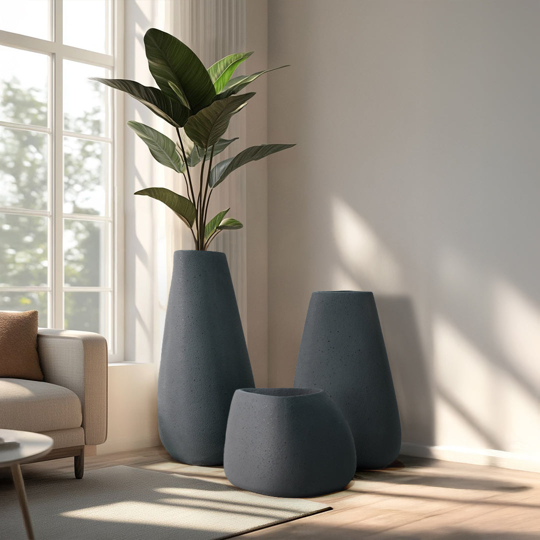 cement planter indoor Set Of 3 Outdoor/Indoor Fiberglass Concrete Planter Box Xk-8177A+B+C