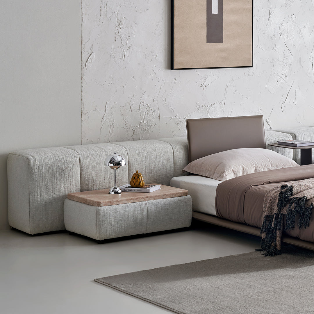 BEACON Puzzle Headboard and Long Back Sofa Unit in modern bedstead design, featuring a stylish, comfortable furniture piece.