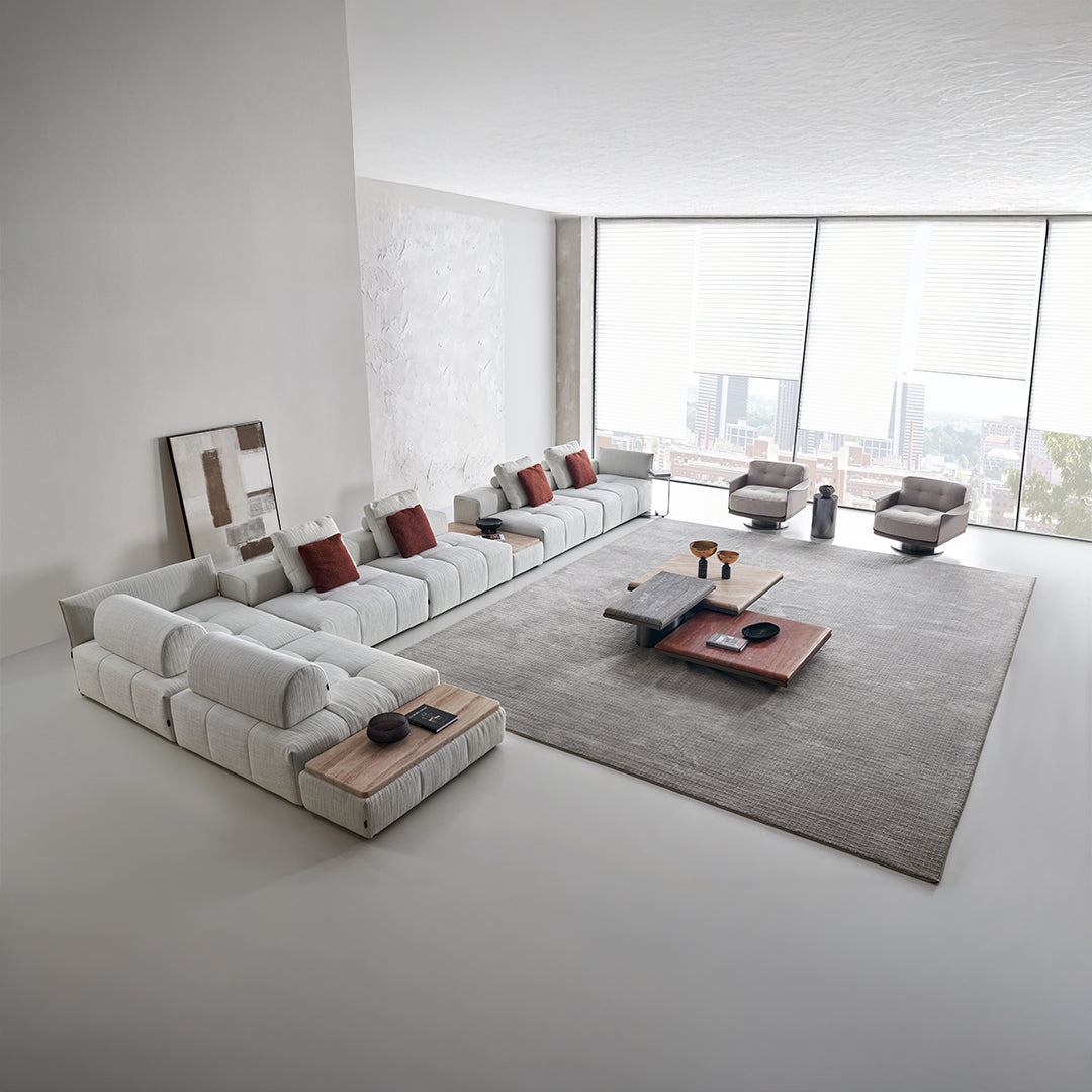 Long fabric and metal handrail puzzle module for sofas, model SF080-B by BEACON, with a modern design and sleek finish.