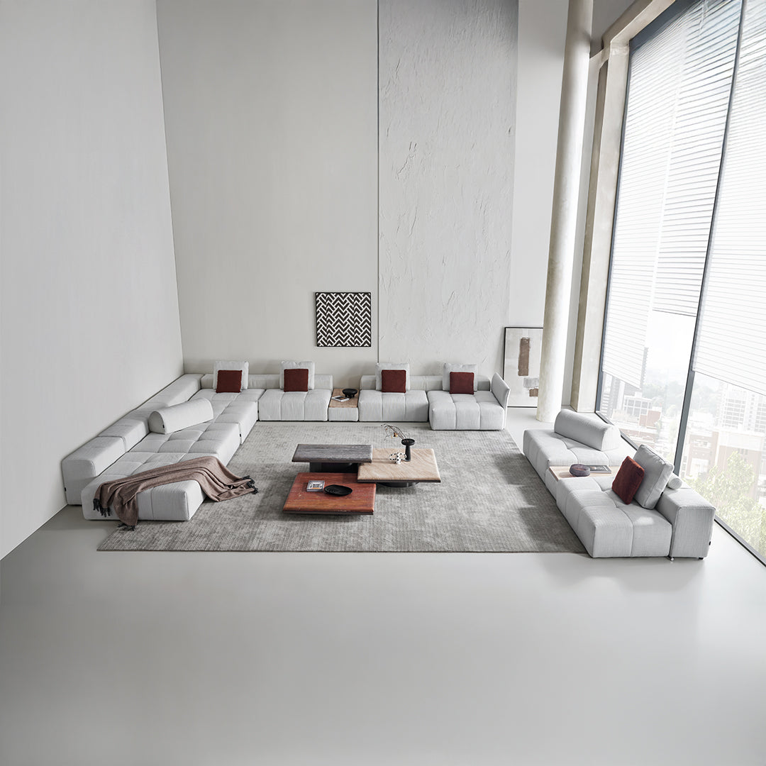 Modular fabric and metal handrail for sofas, part of the Puzzle series by BEACON, model SF080-B, with sleek design and durable materials.