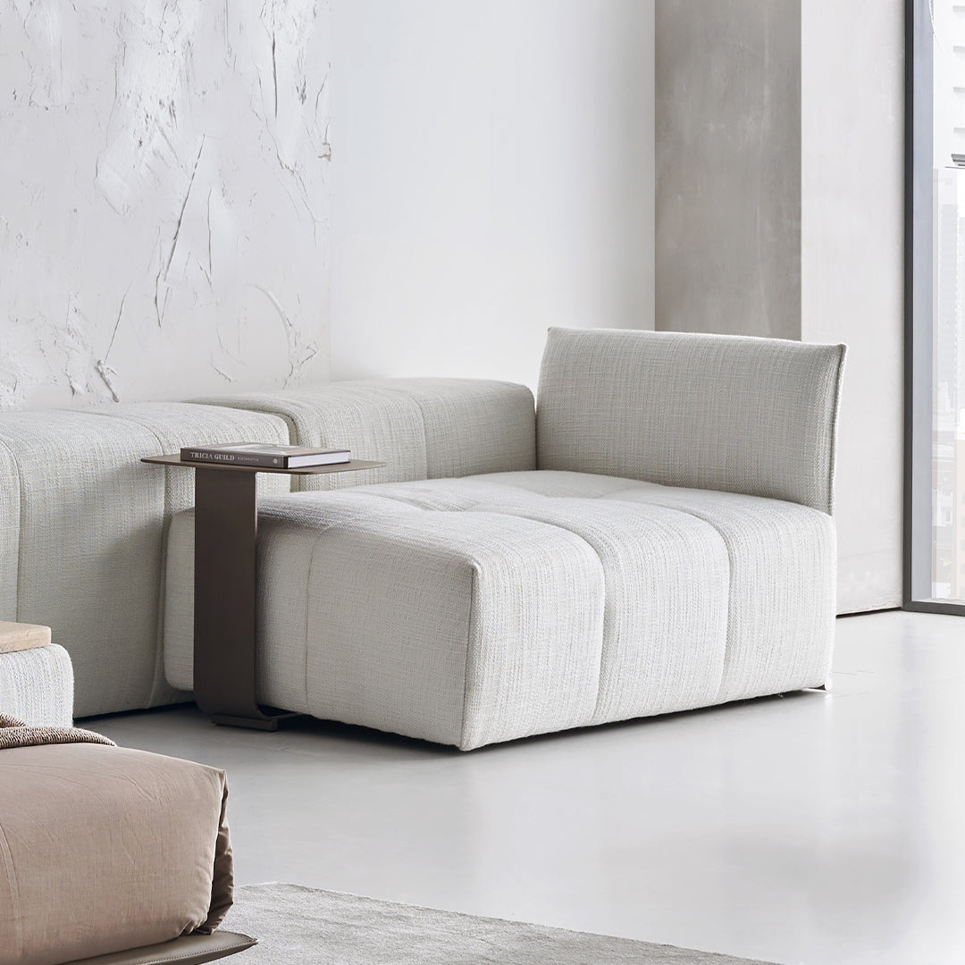Puzzle Modular Short Fabric Metal Handrail for sofas, BEACON SF080-SH, showcasing modern design and metal framing.