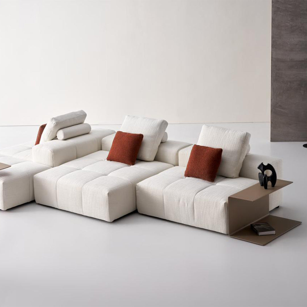 BEACON Puzzle Modular Side Table 80 cm for sofas, featuring a modern, geometric design in neutral tones, versatile and stylish.