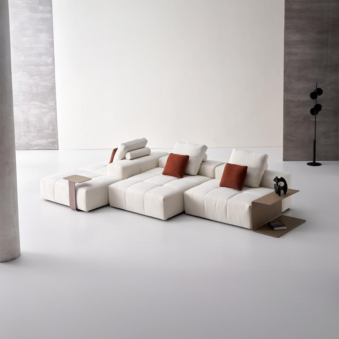 Bronze modular side table from BEACON's Puzzle collection, designed for sofas with a contemporary, geometric style.